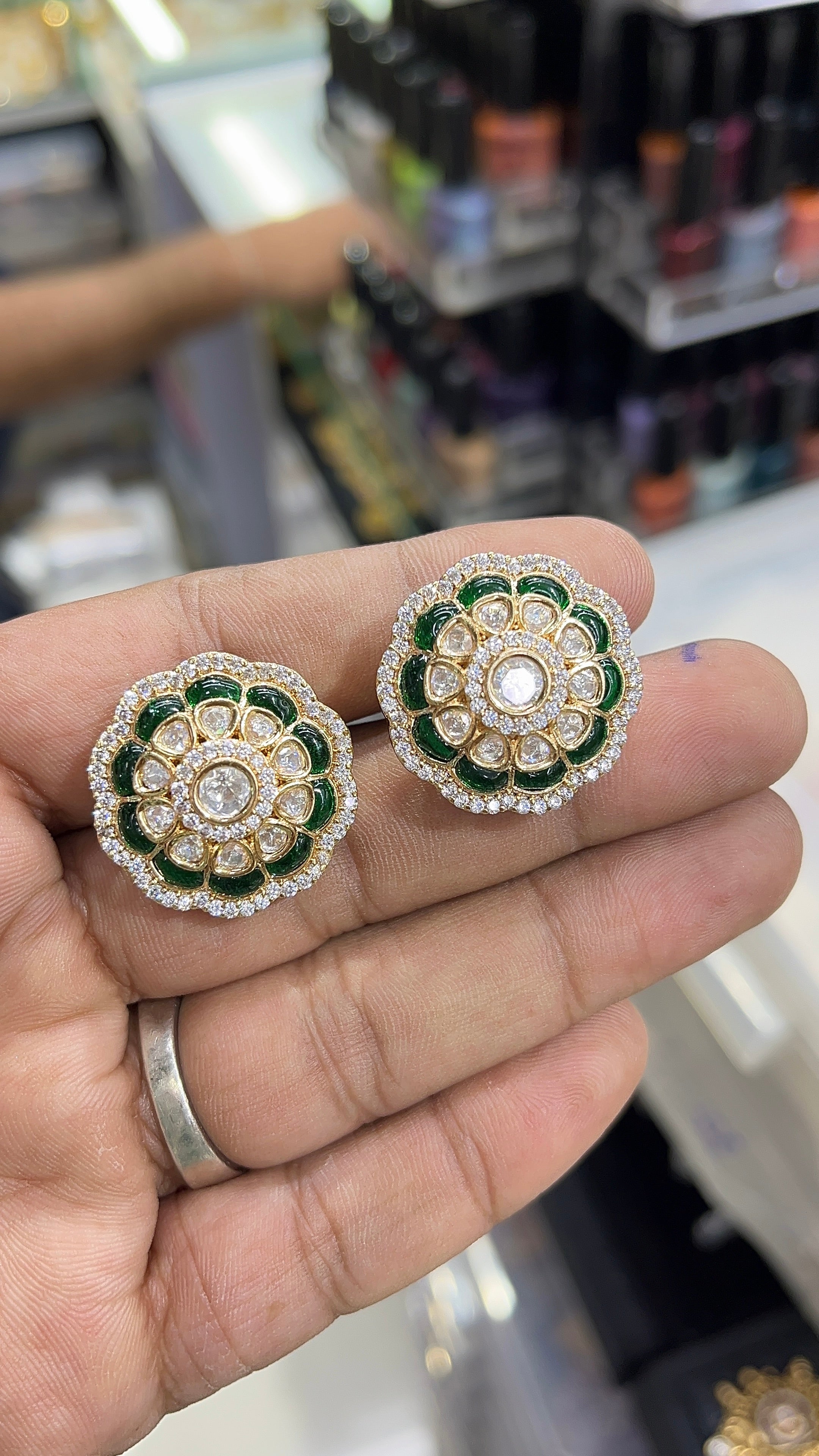 Green Ruby Moissanite Designer studs