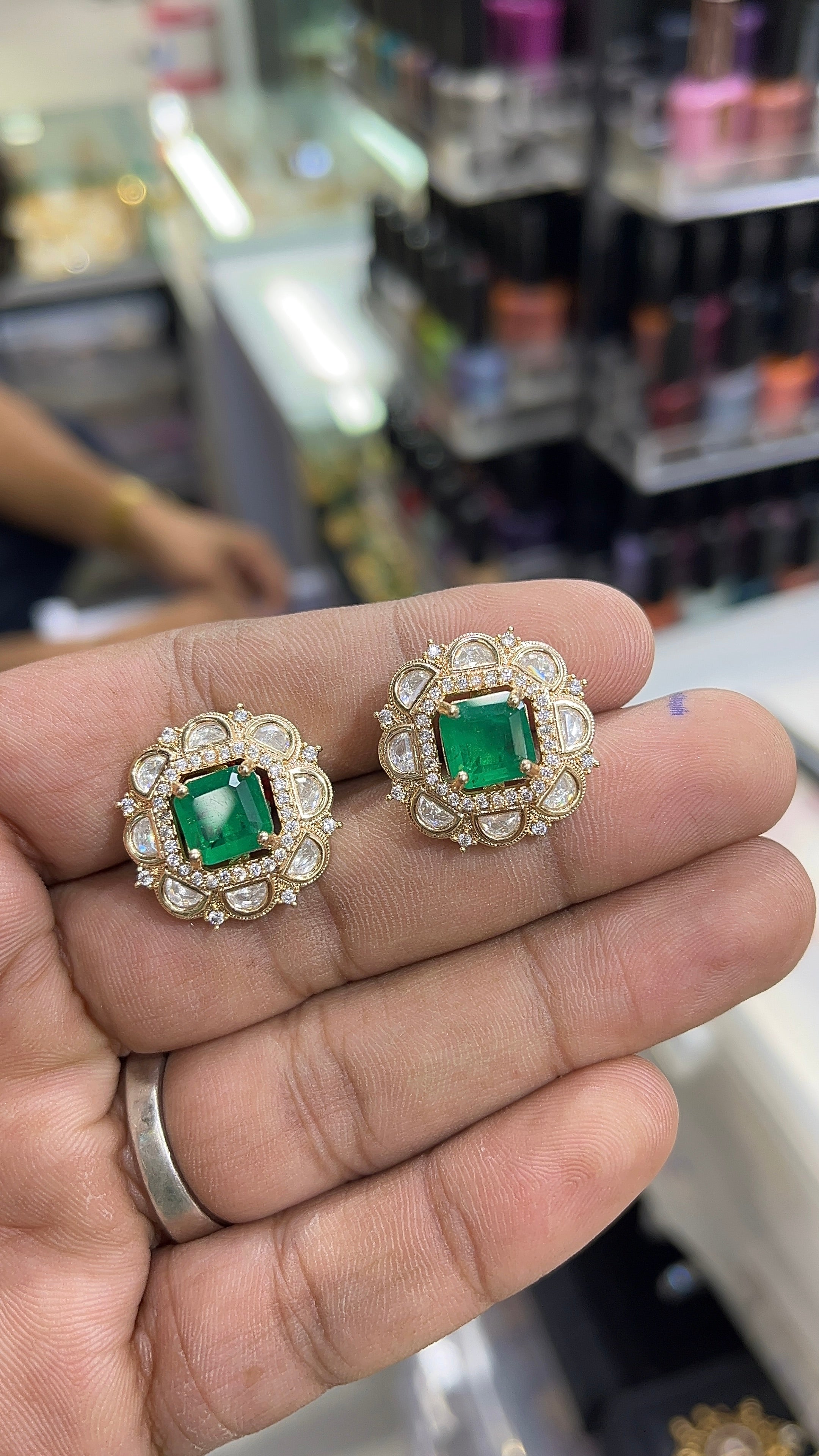 Nitya Green Moissanite Designer studs