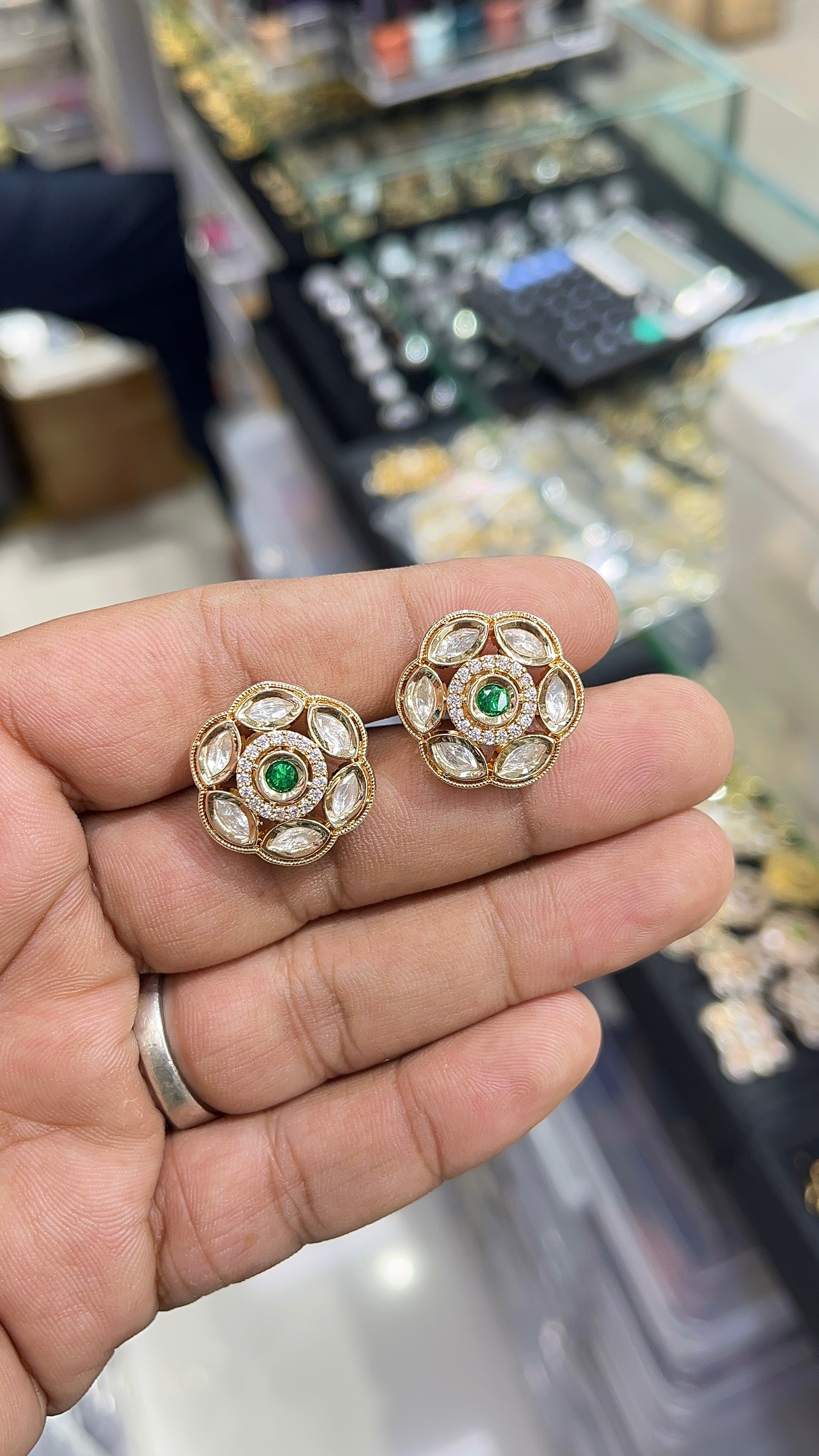 Juhi Green Moissanite Designer studs