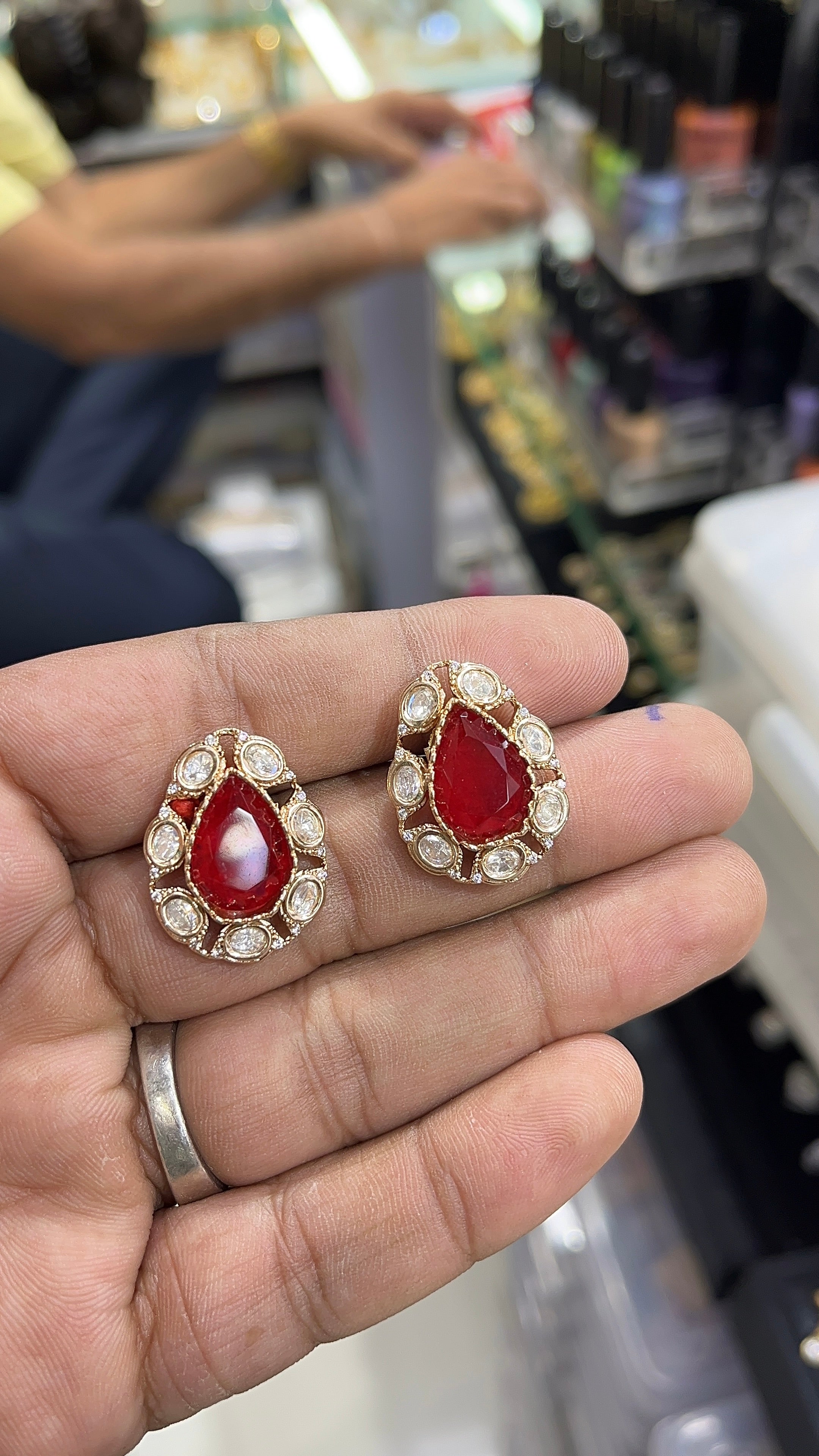 Niva Red Moissanite Drop studs