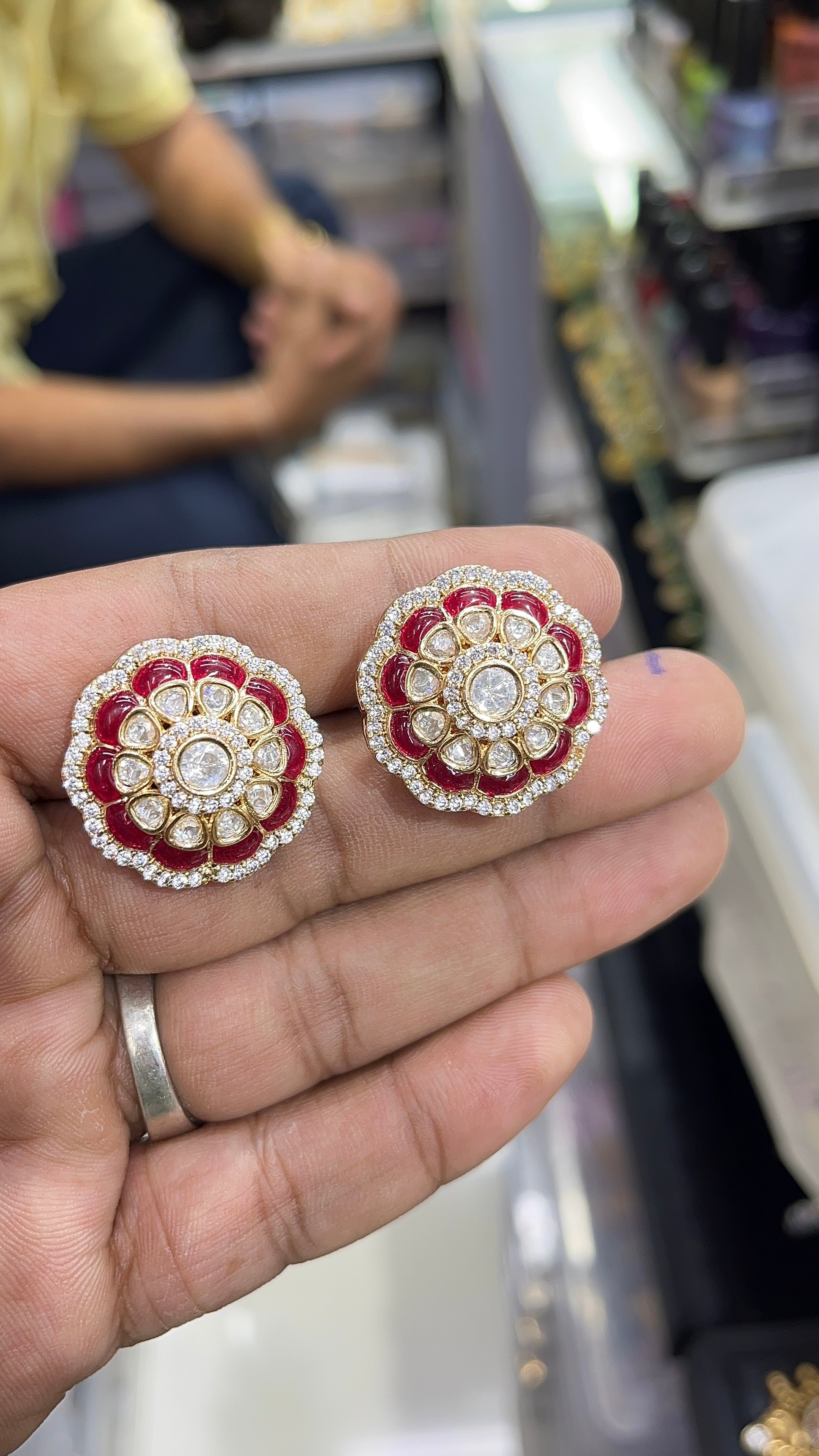 Pink Ruby Moissanite Designer studs