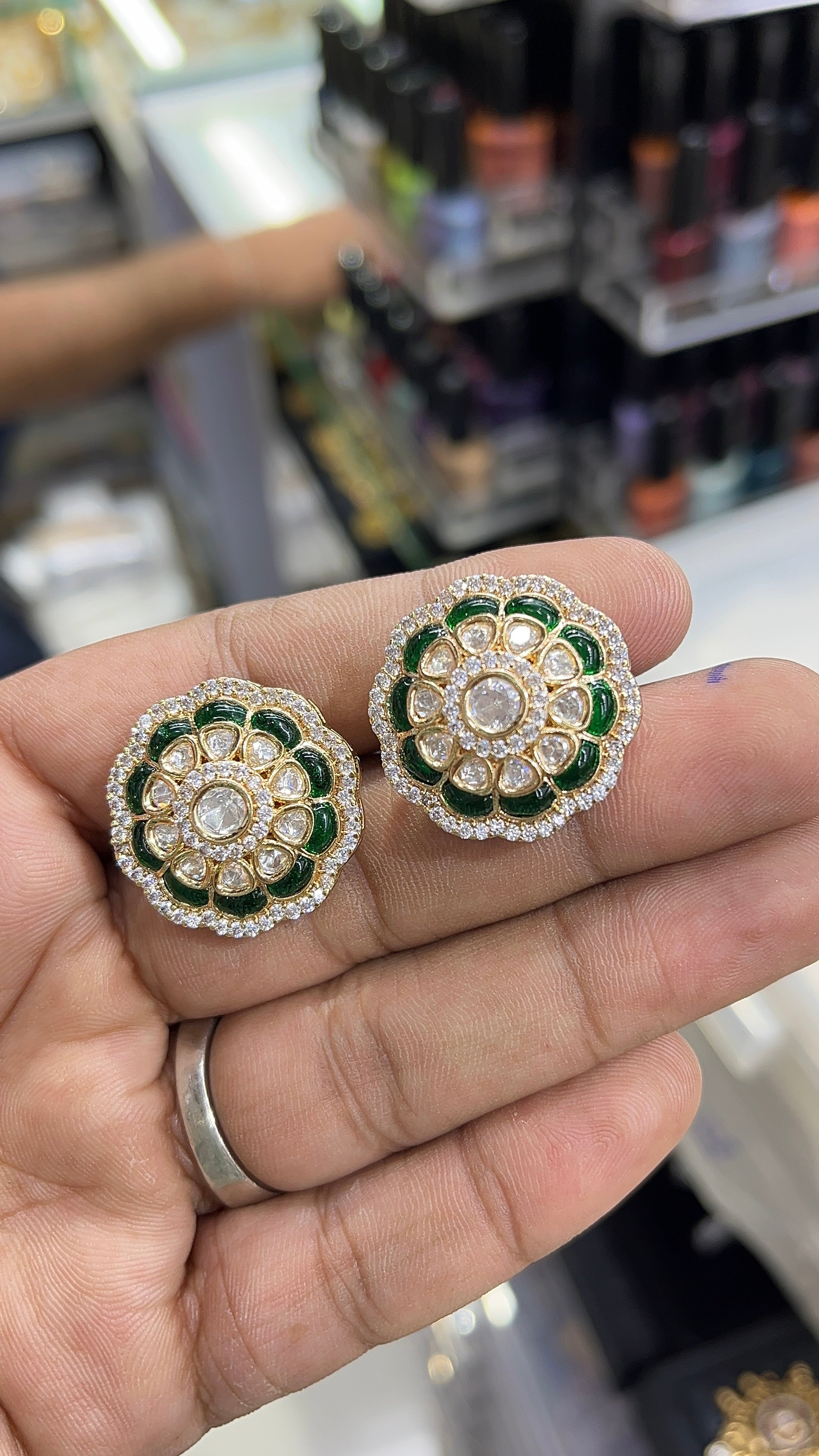 Green Ruby Moissanite Designer studs