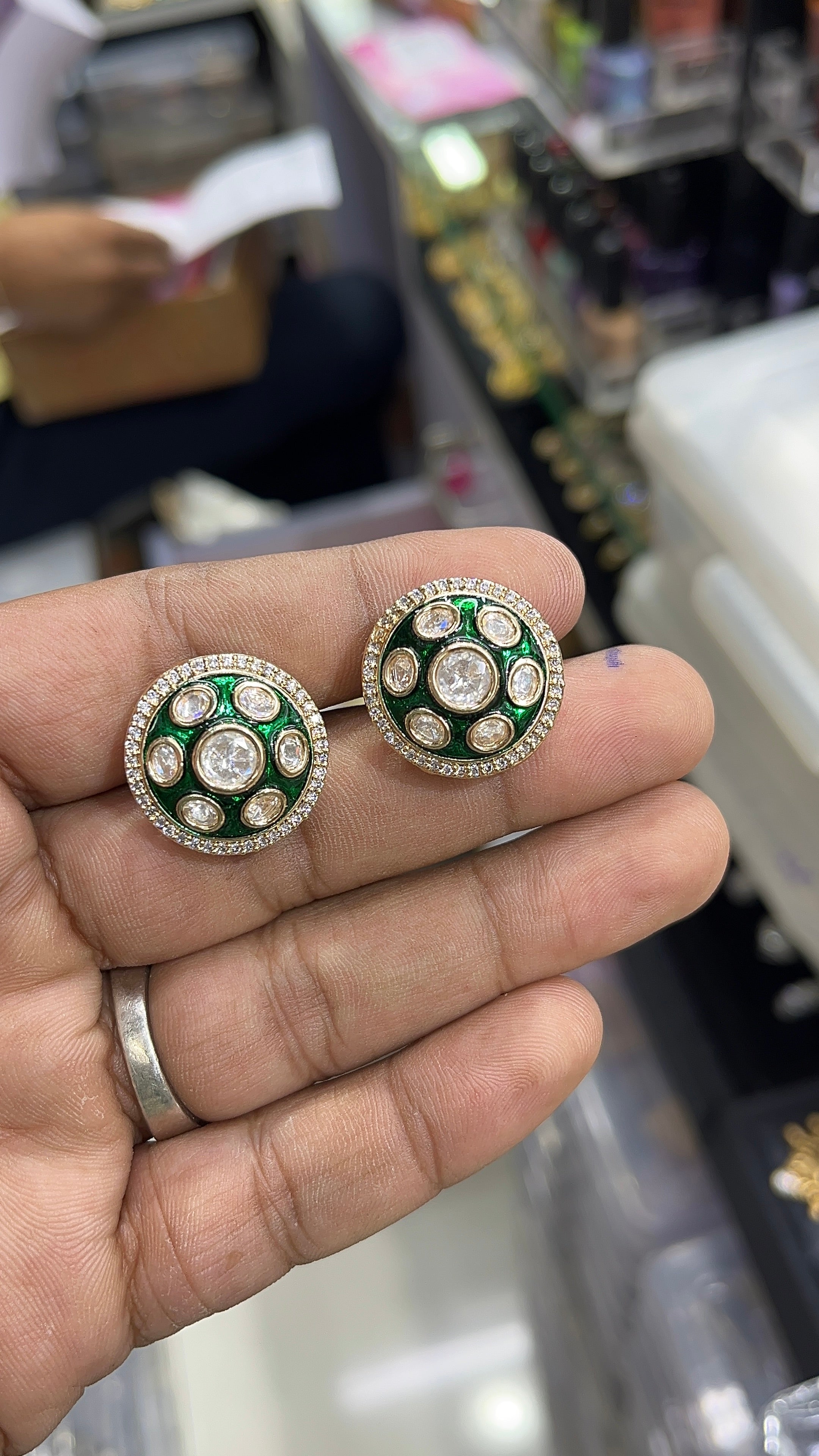 Emerald Green Moissanite Designer studs