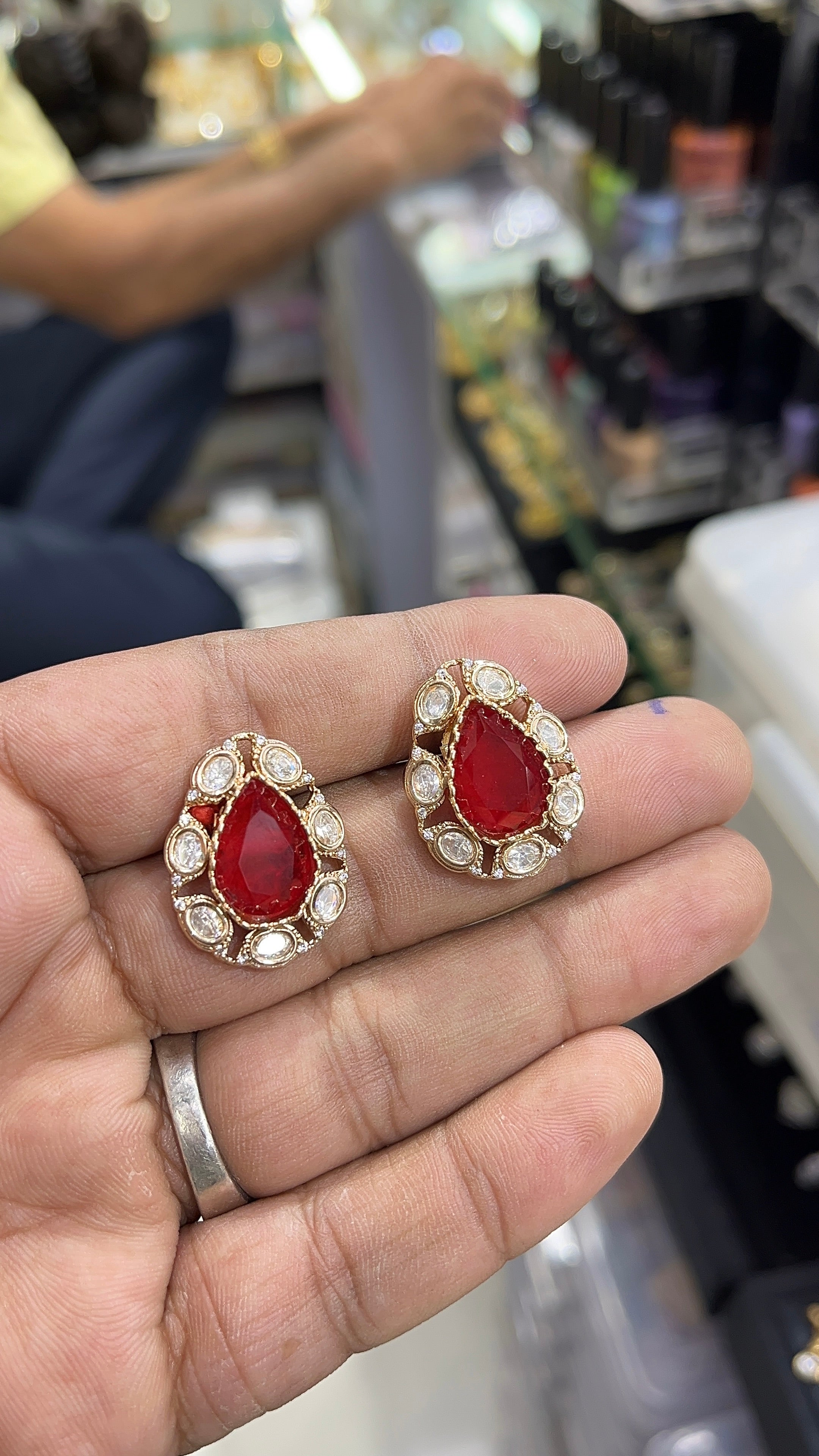 Niva Red Moissanite Drop studs