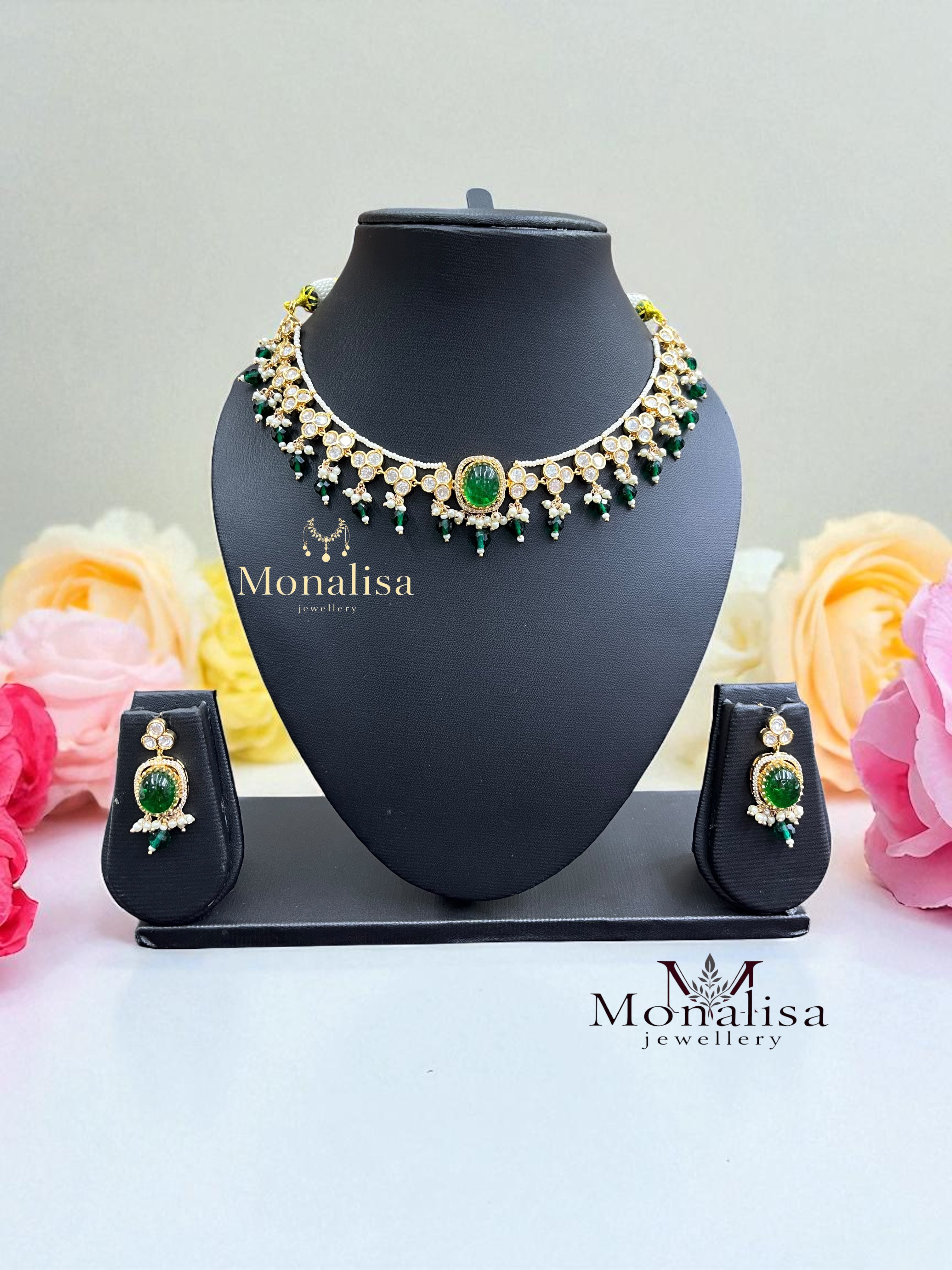 Mehlaka Polki Designer Necklace Set