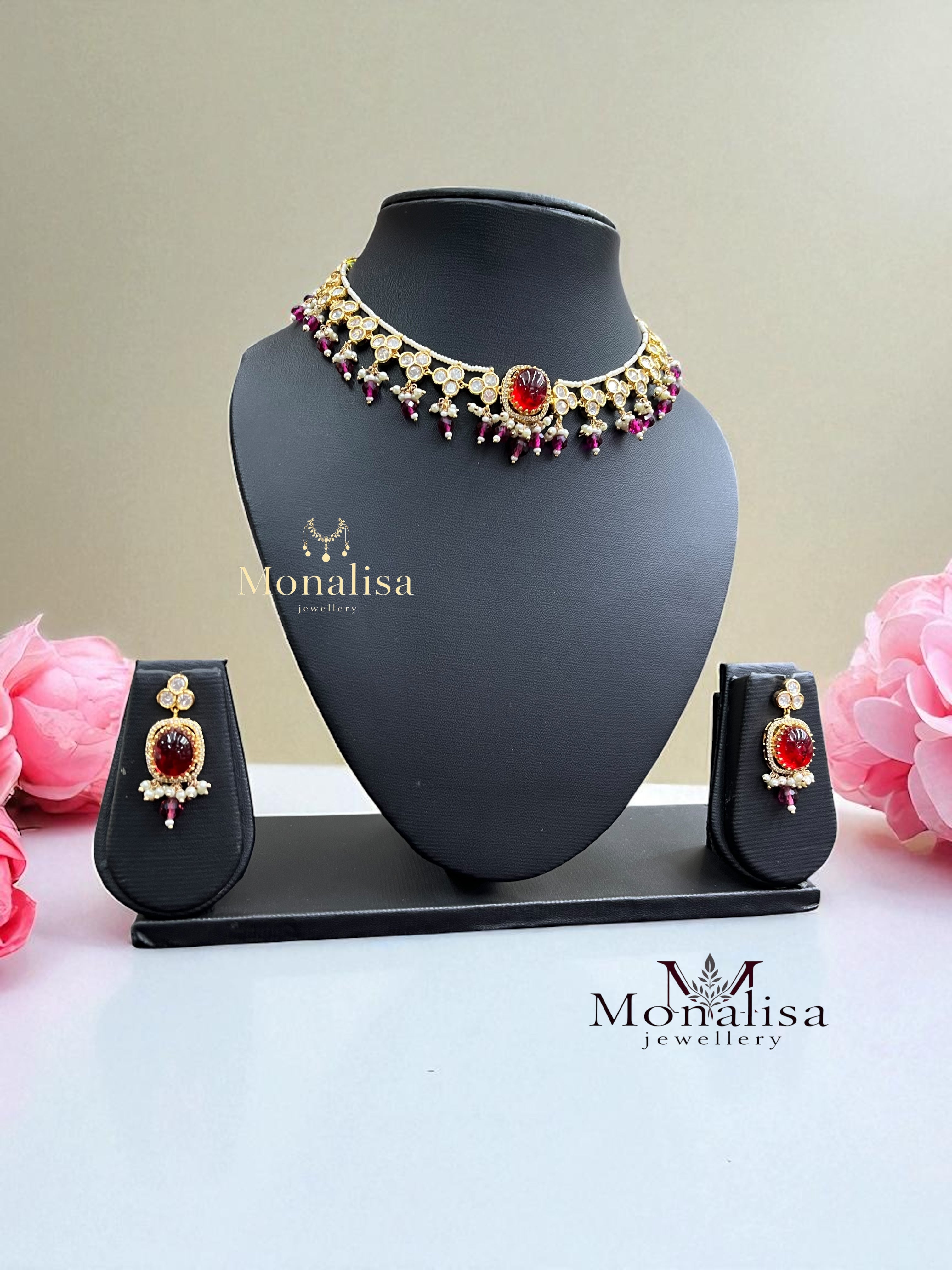 Mehlaka Polki Designer Necklace Set