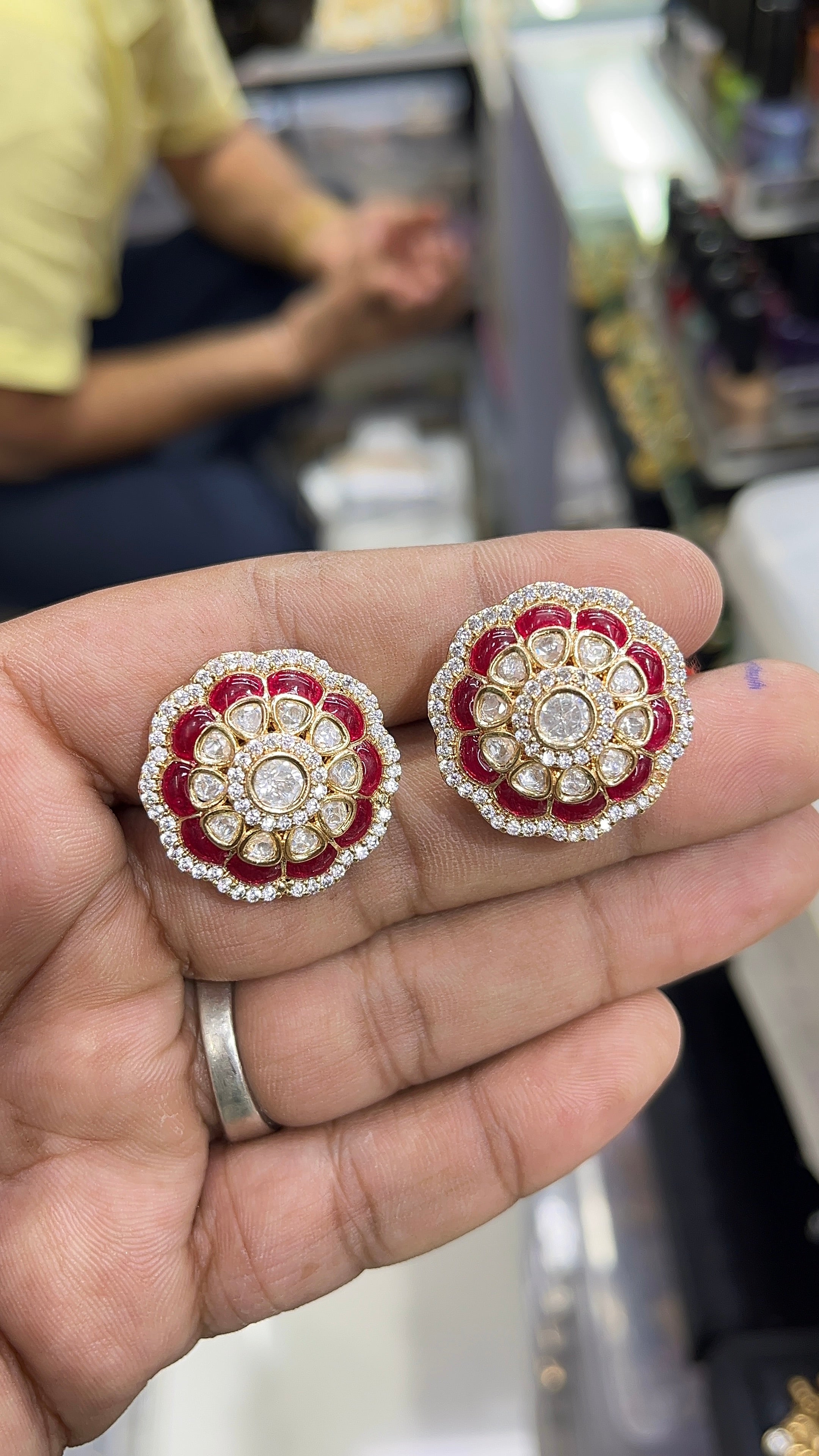 Pink Ruby Moissanite Designer studs