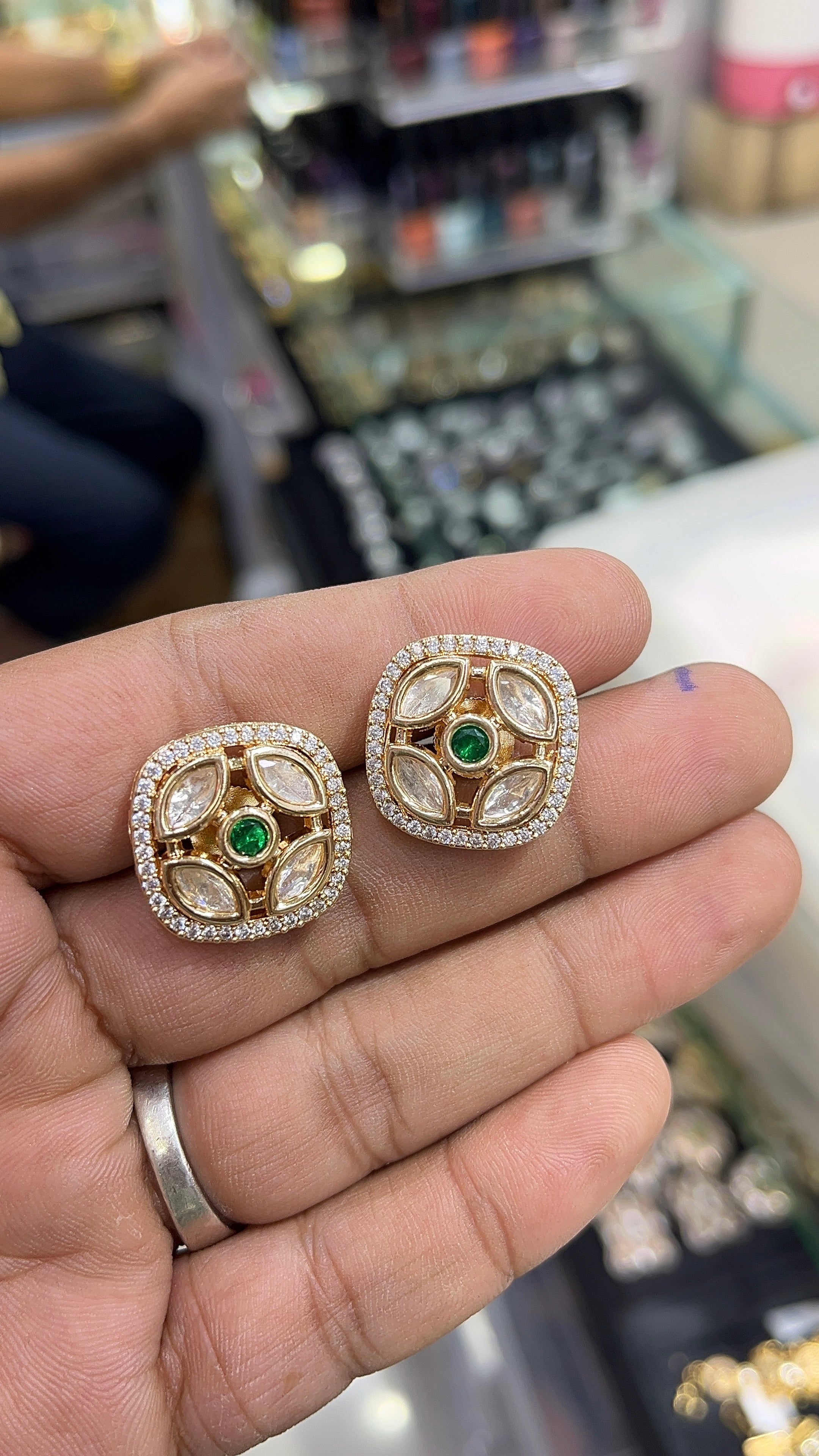 Jigisha Green Moissanite Designer studs
