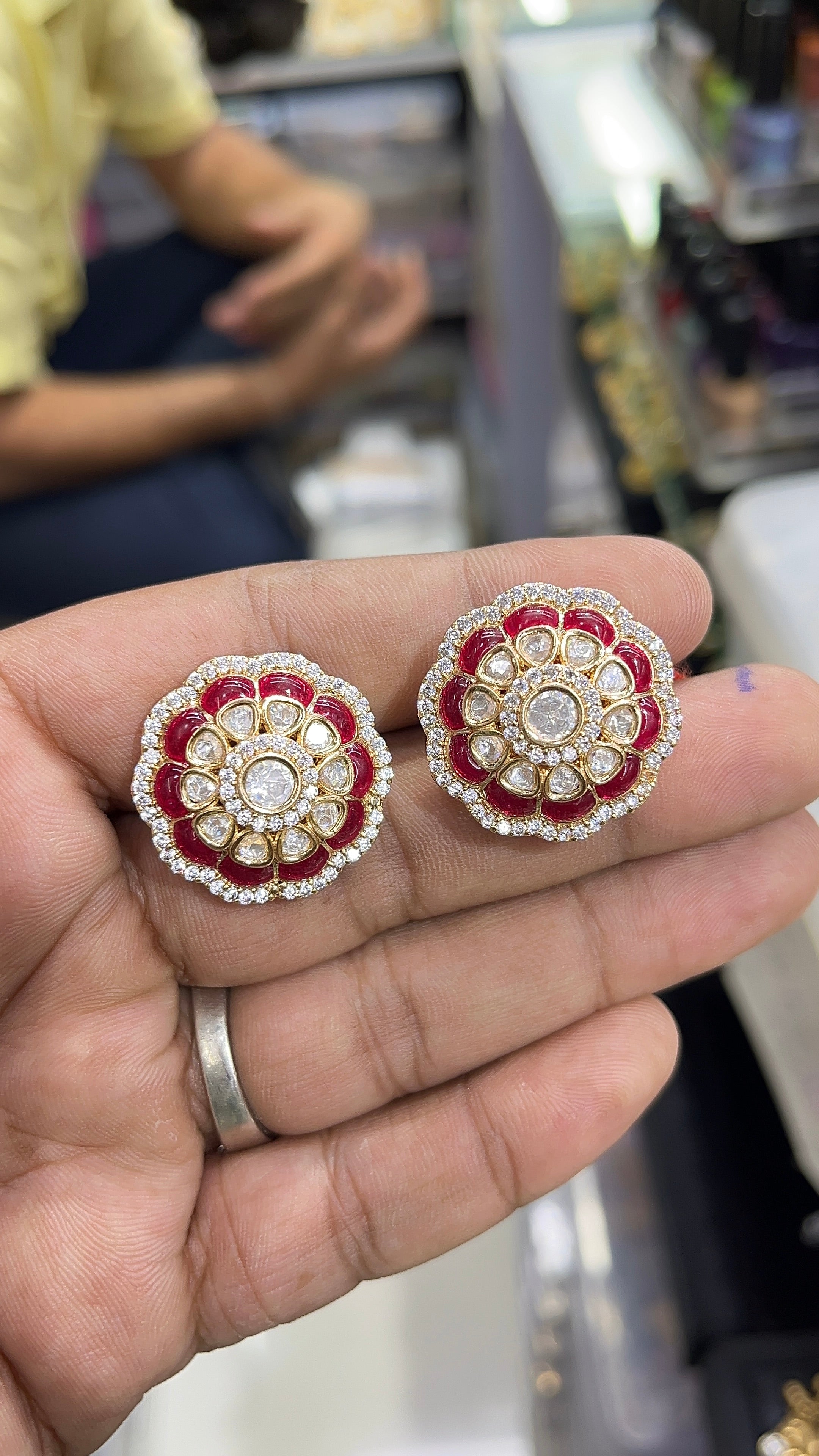 Pink Ruby Moissanite Designer studs