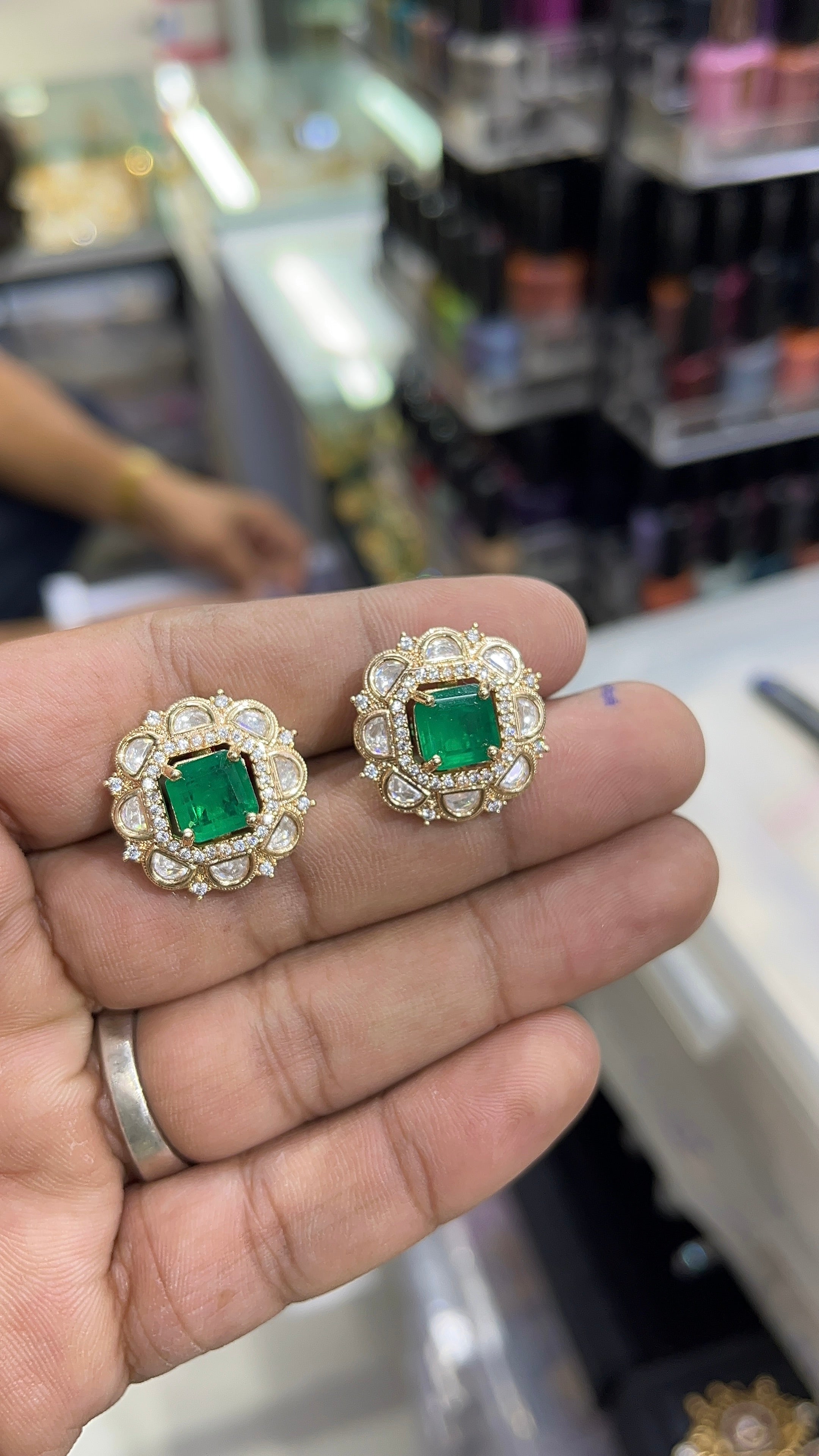 Nitya Green Moissanite Designer studs