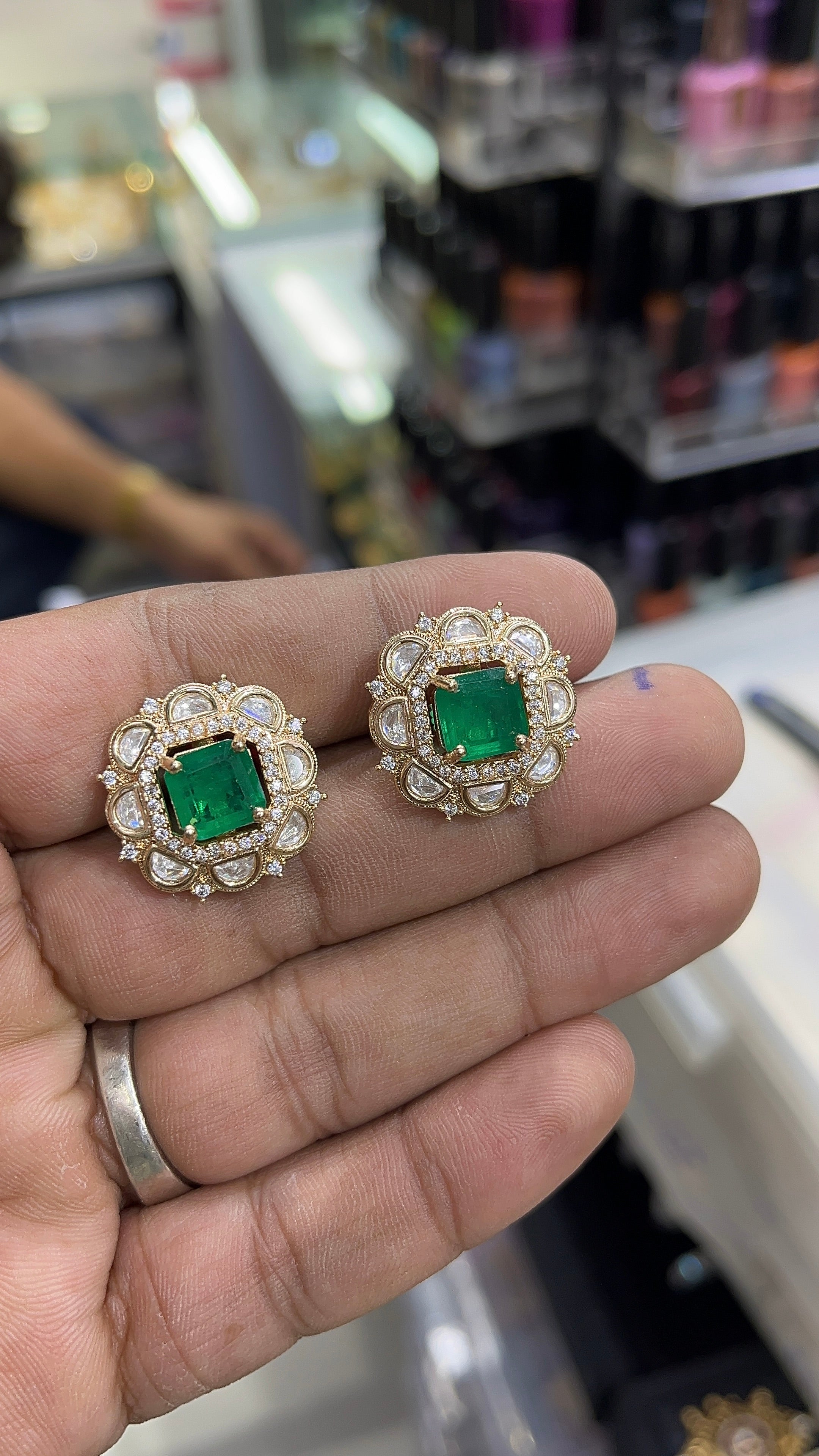 Nitya Green Moissanite Designer studs