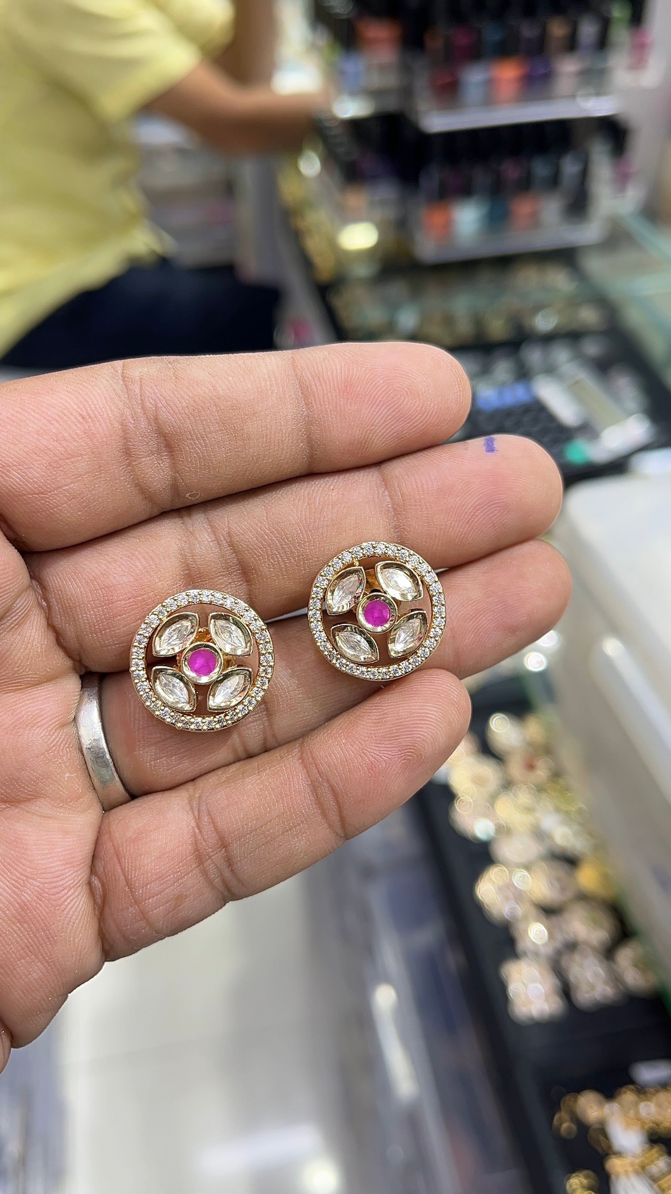 Nyra Pink Moissanite Designer studs