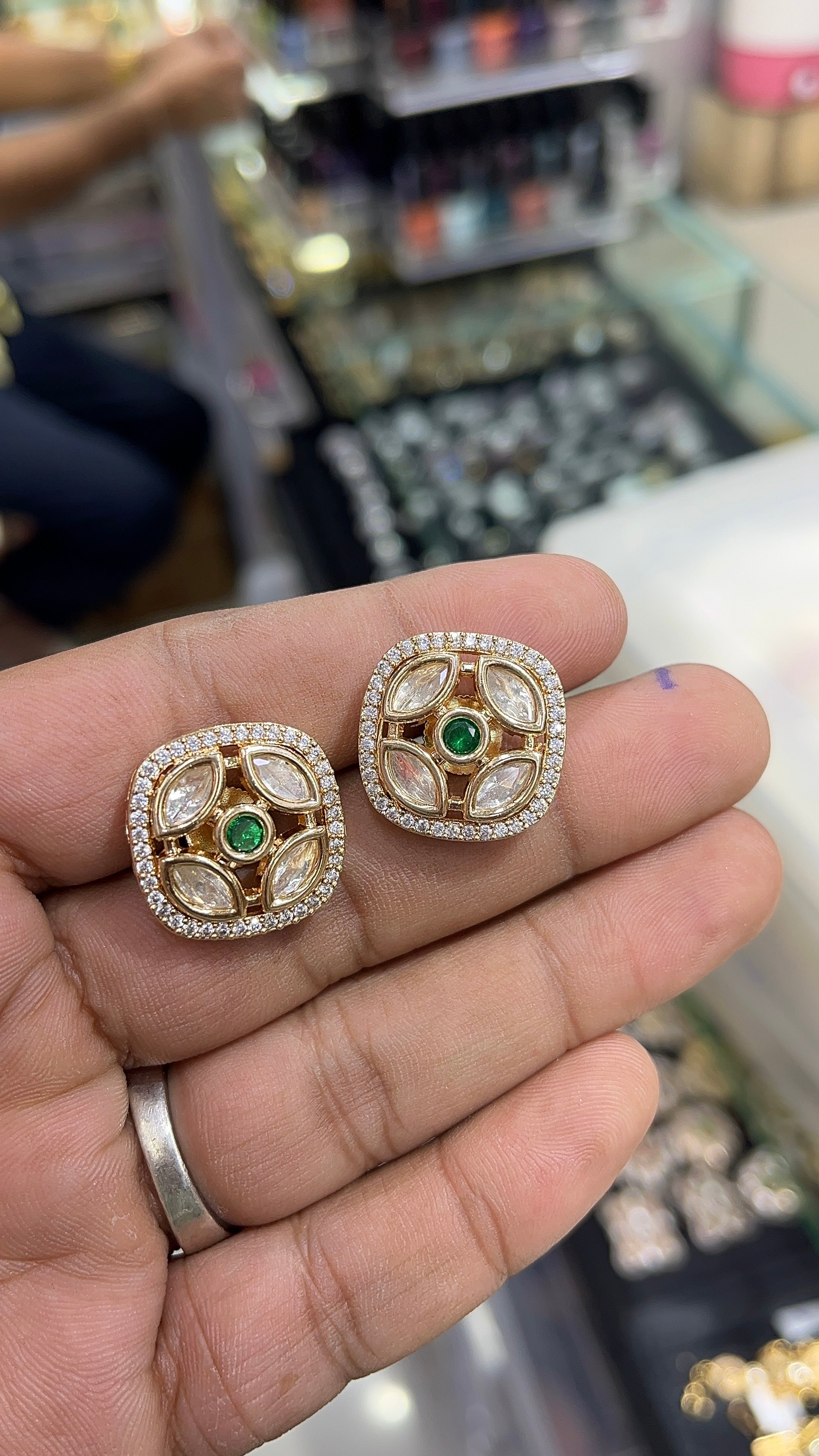 Jigisha Green Moissanite Designer studs