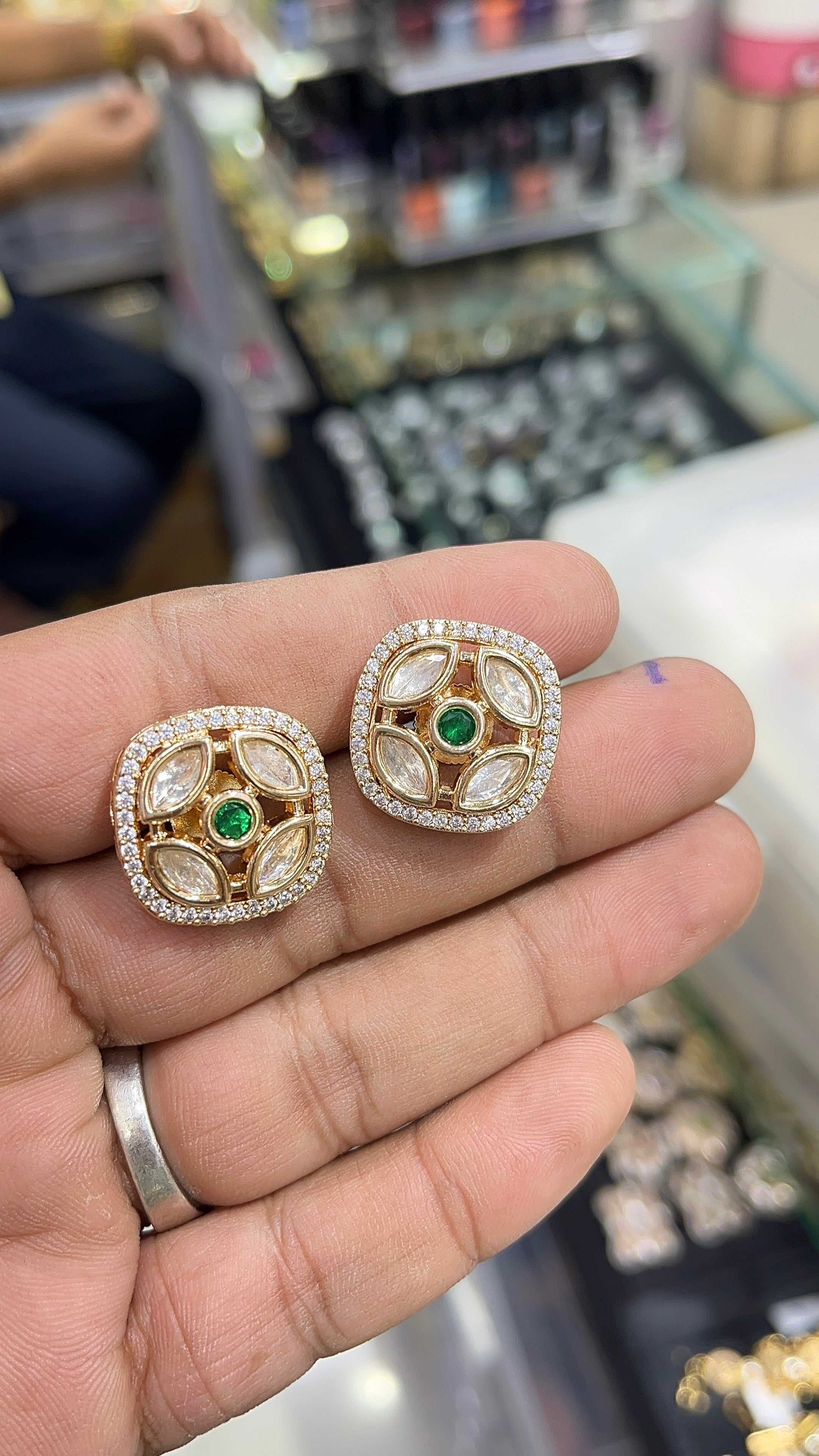 Jigisha Green Moissanite Designer studs
