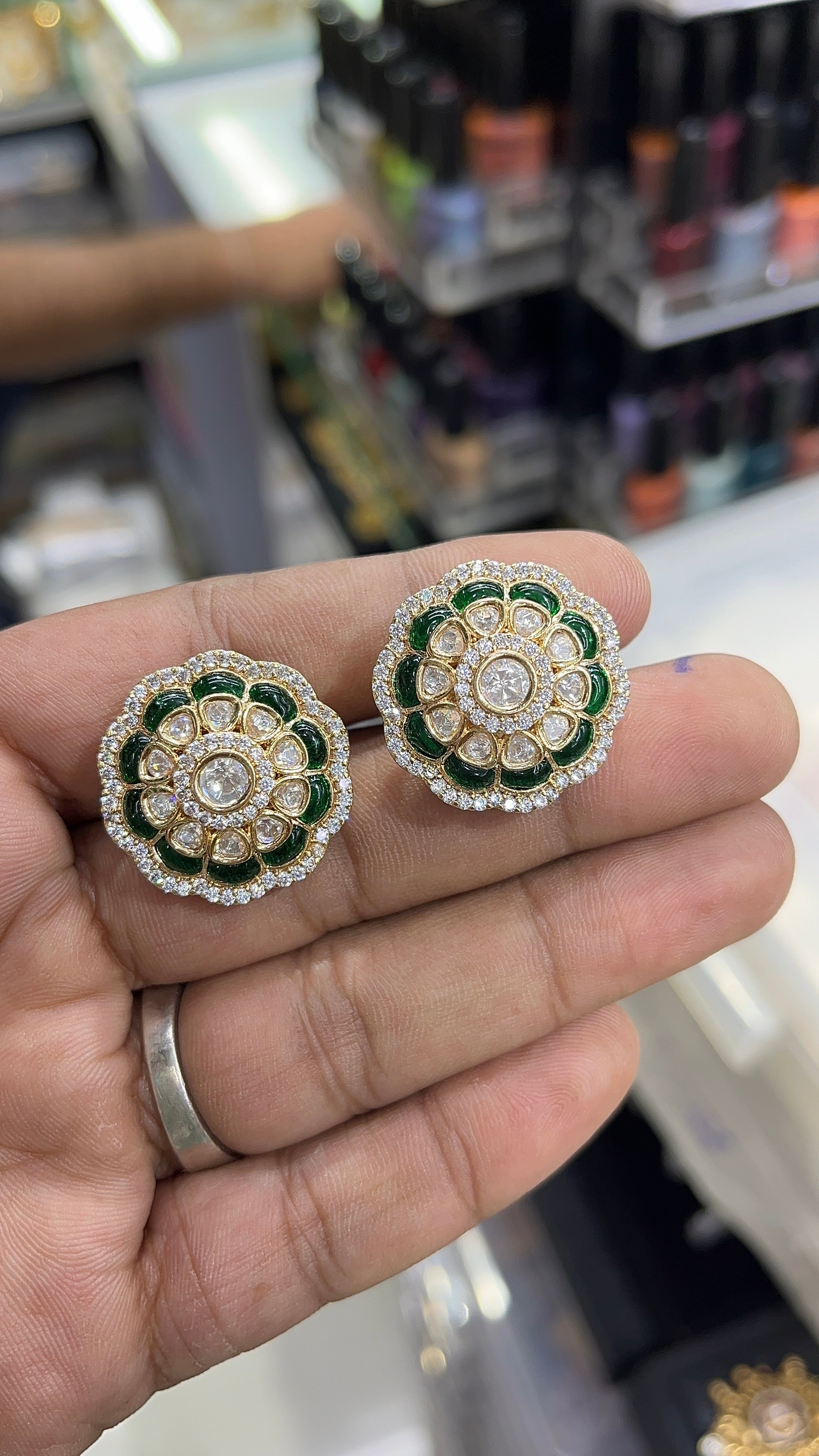 Green Ruby Moissanite Designer studs