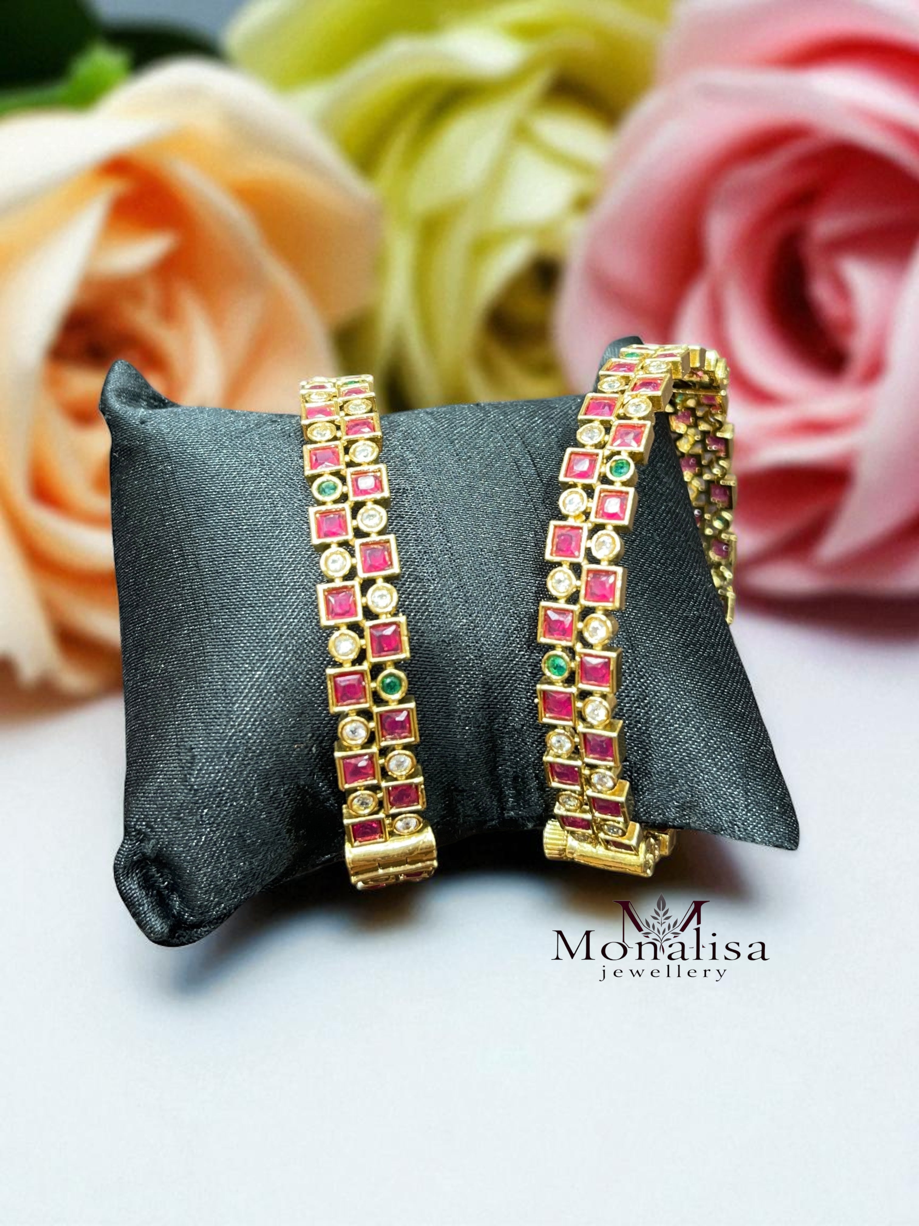 Kamya Pink Ruby Designer Bangles