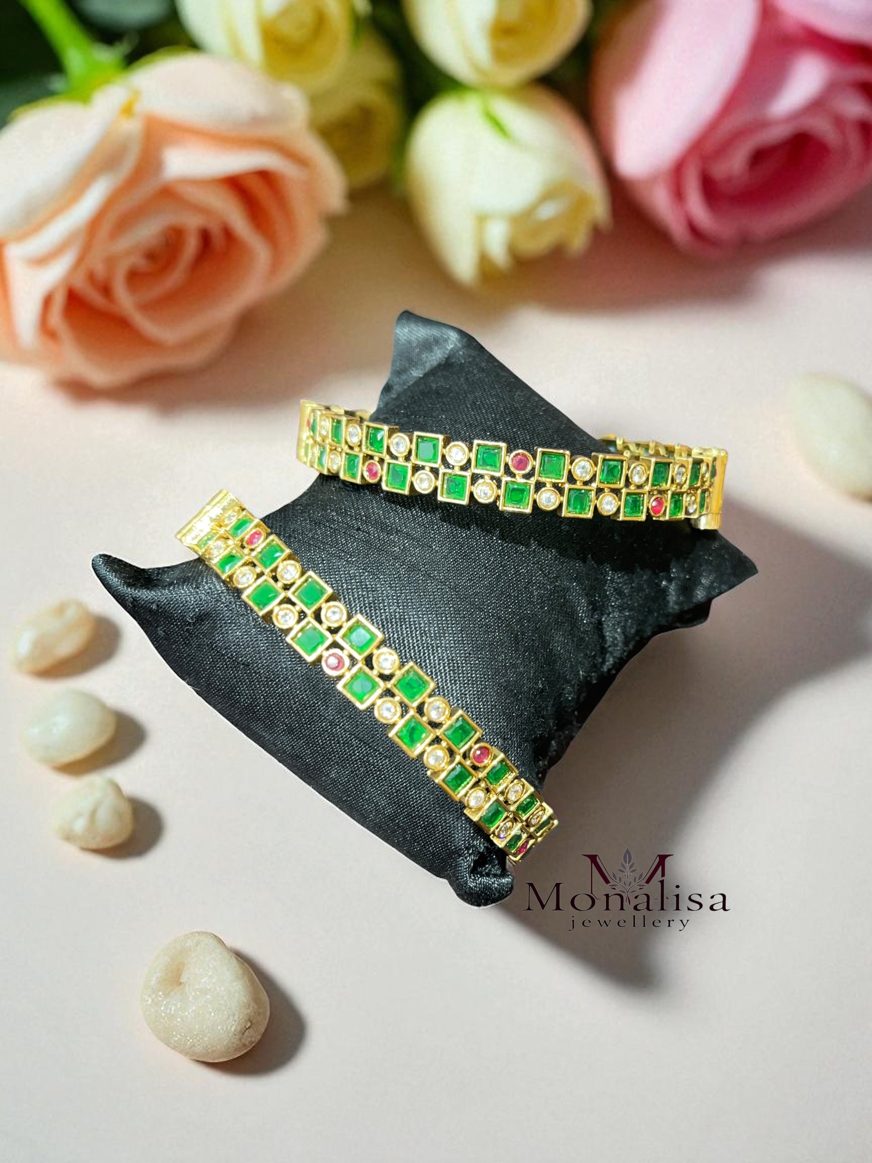 Kamya Green Ruby Designer Bangles