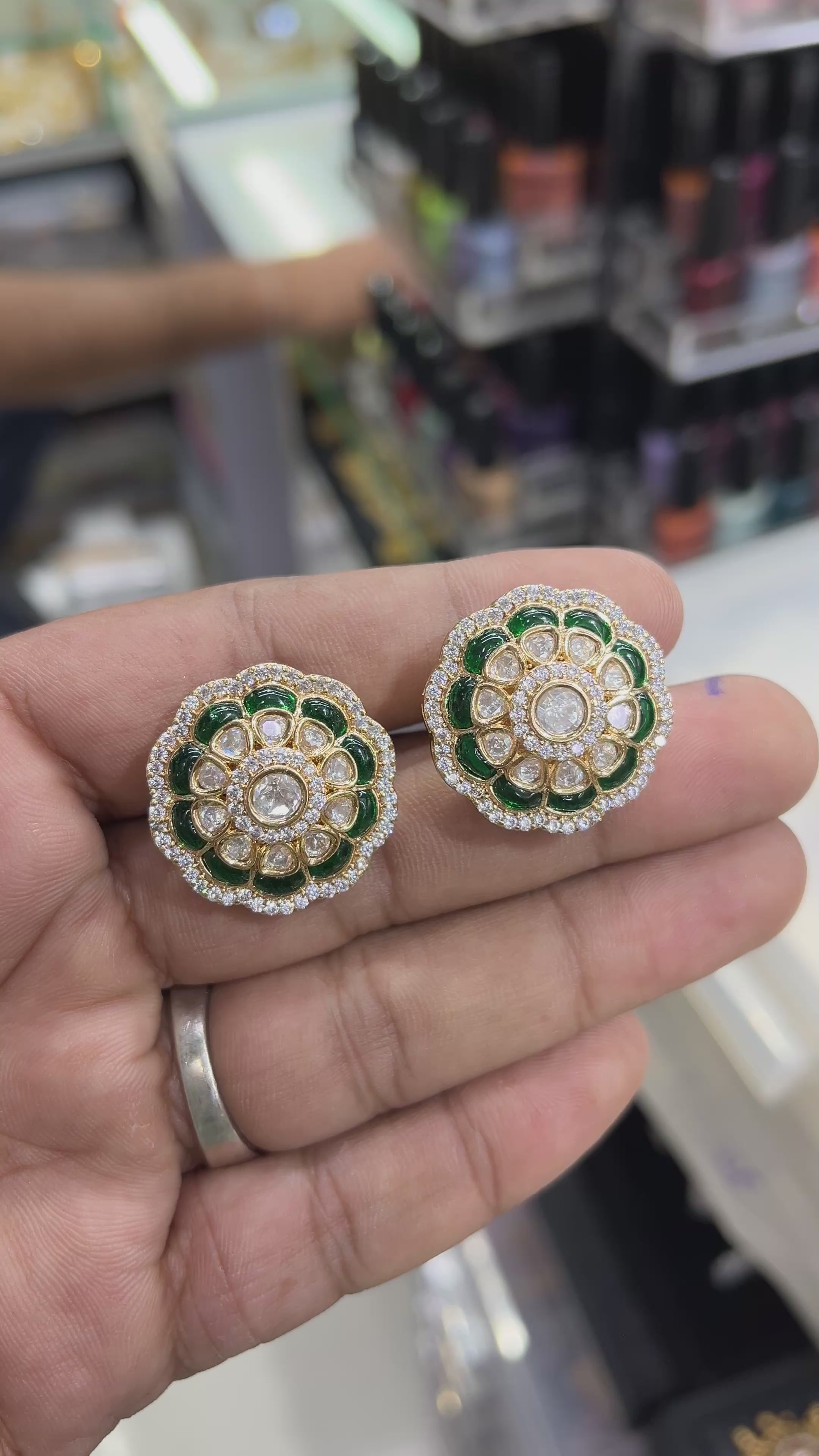 Green Ruby Moissanite Designer studs