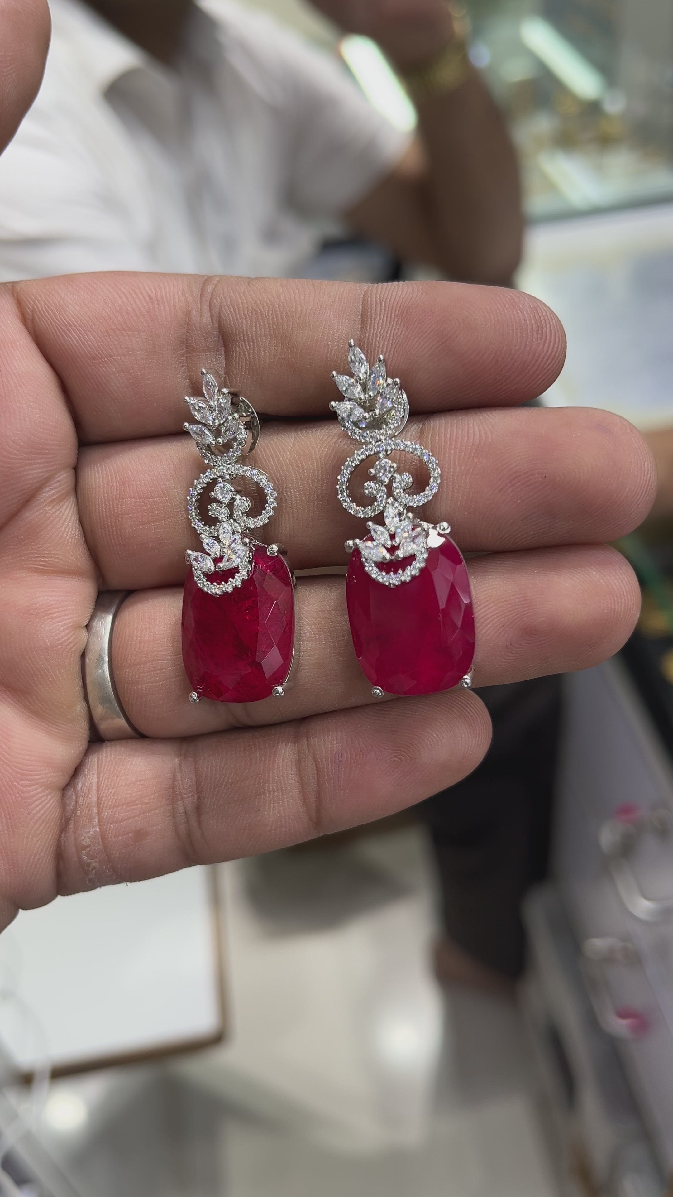 Pink Ruby Diamond Earing