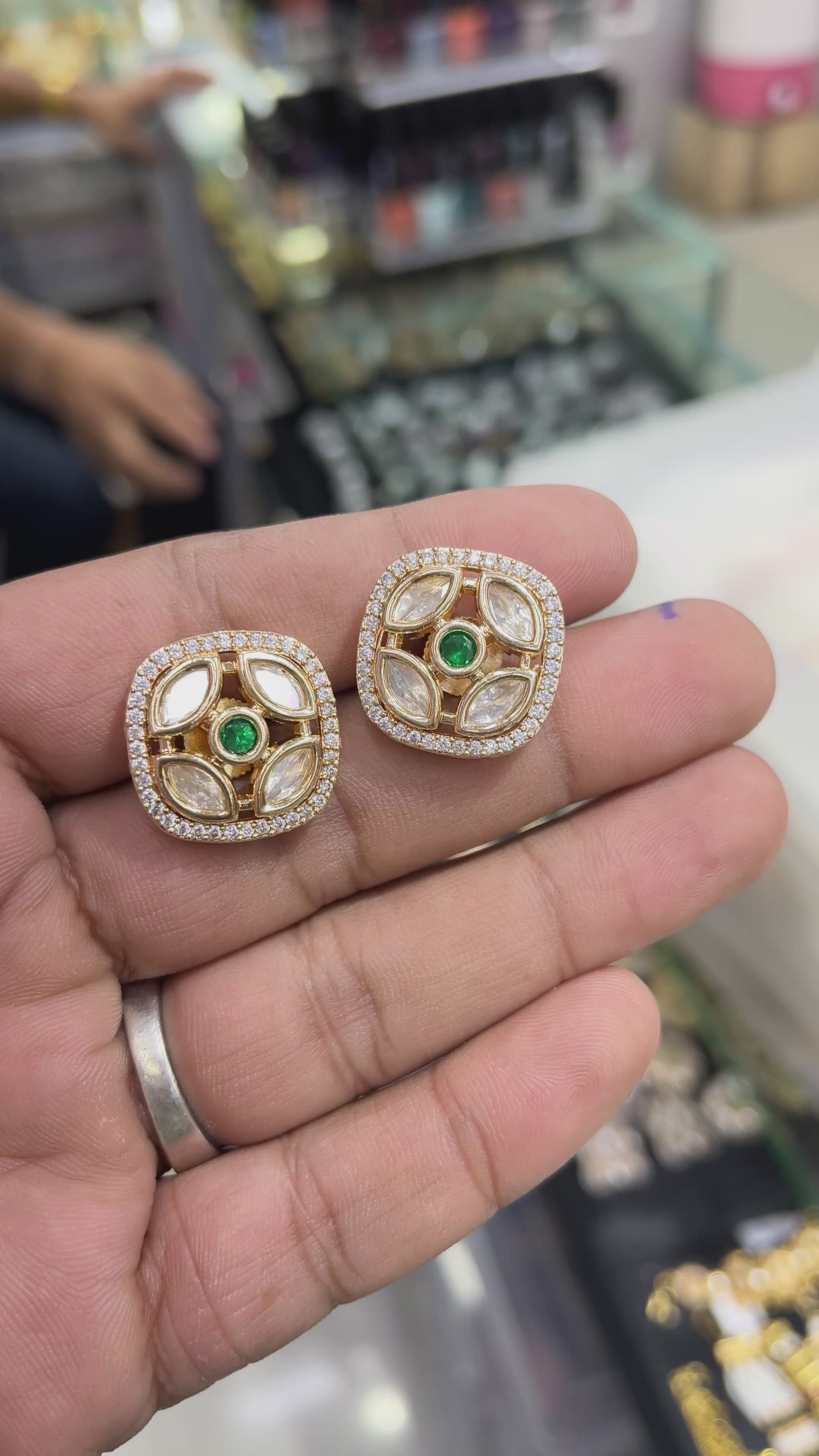 Jigisha Green Moissanite Designer studs