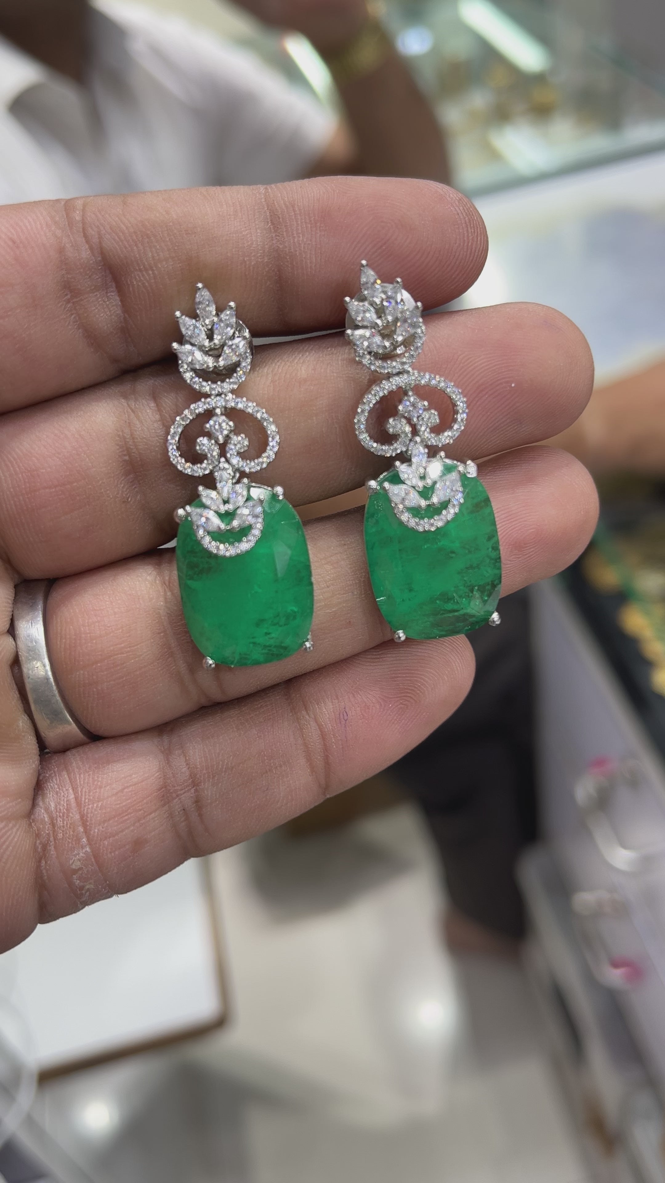 Green Ruby Diamond Earing