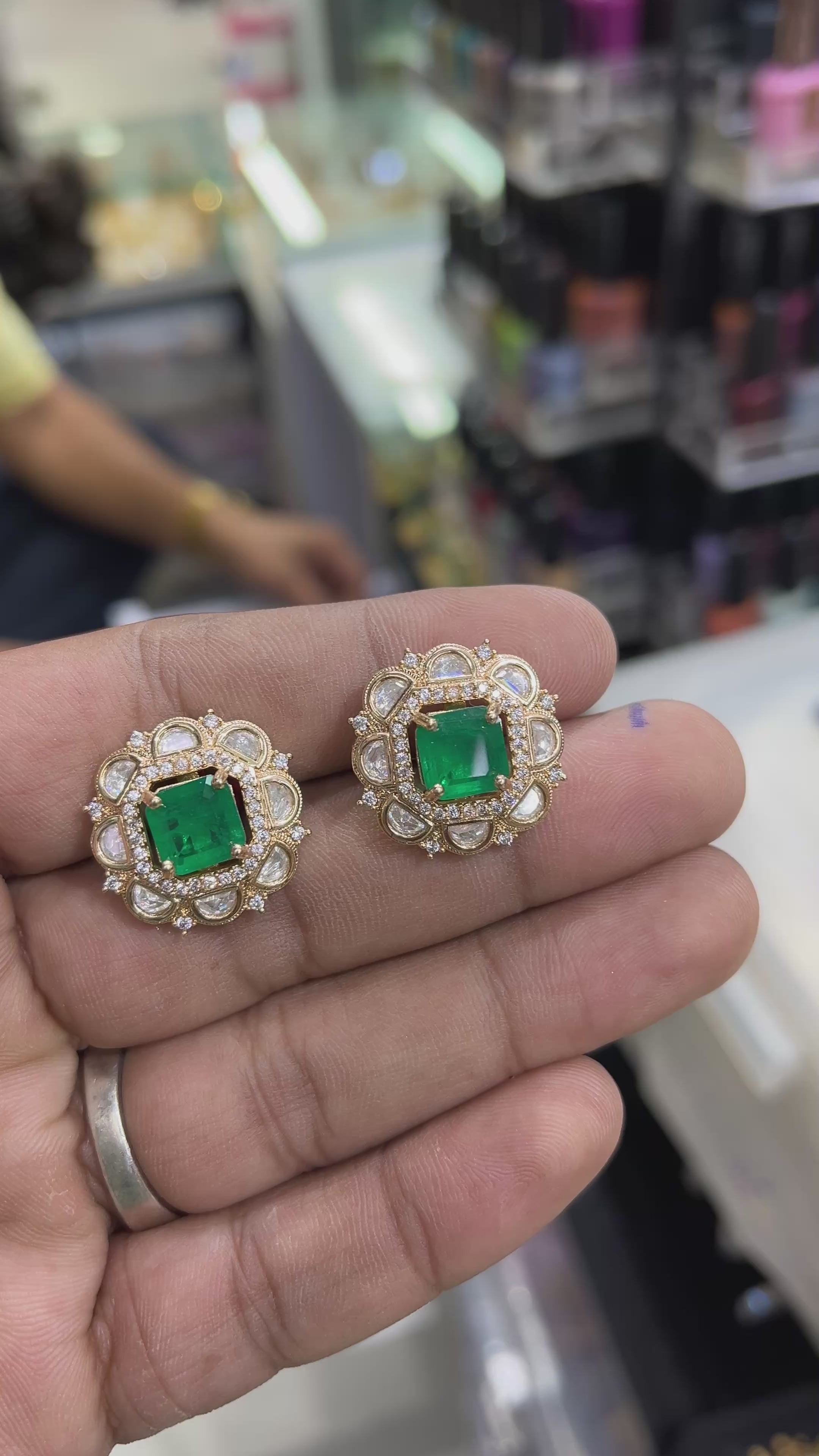 Nitya Green Moissanite Designer studs