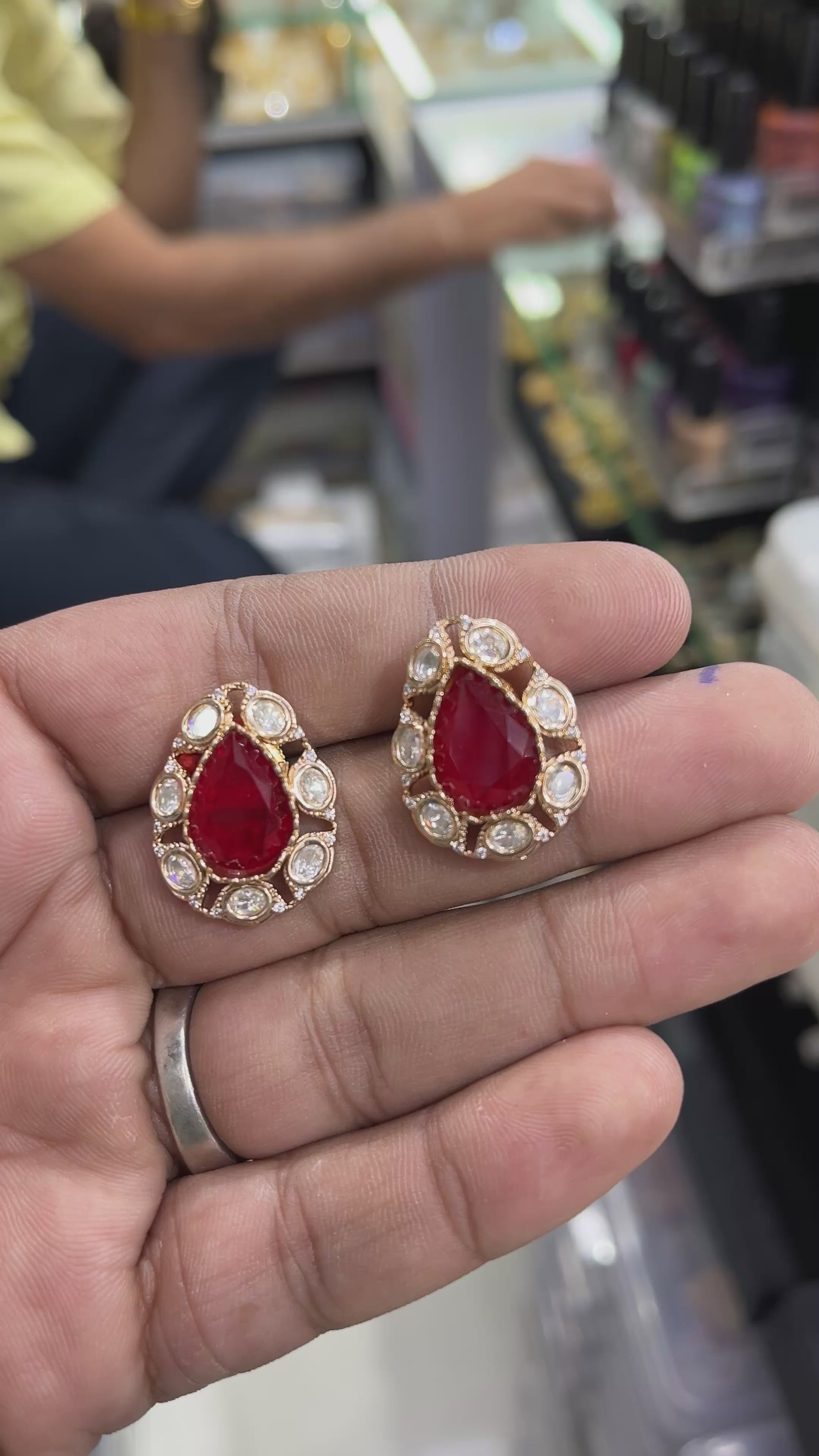 Niva Red Moissanite Drop studs