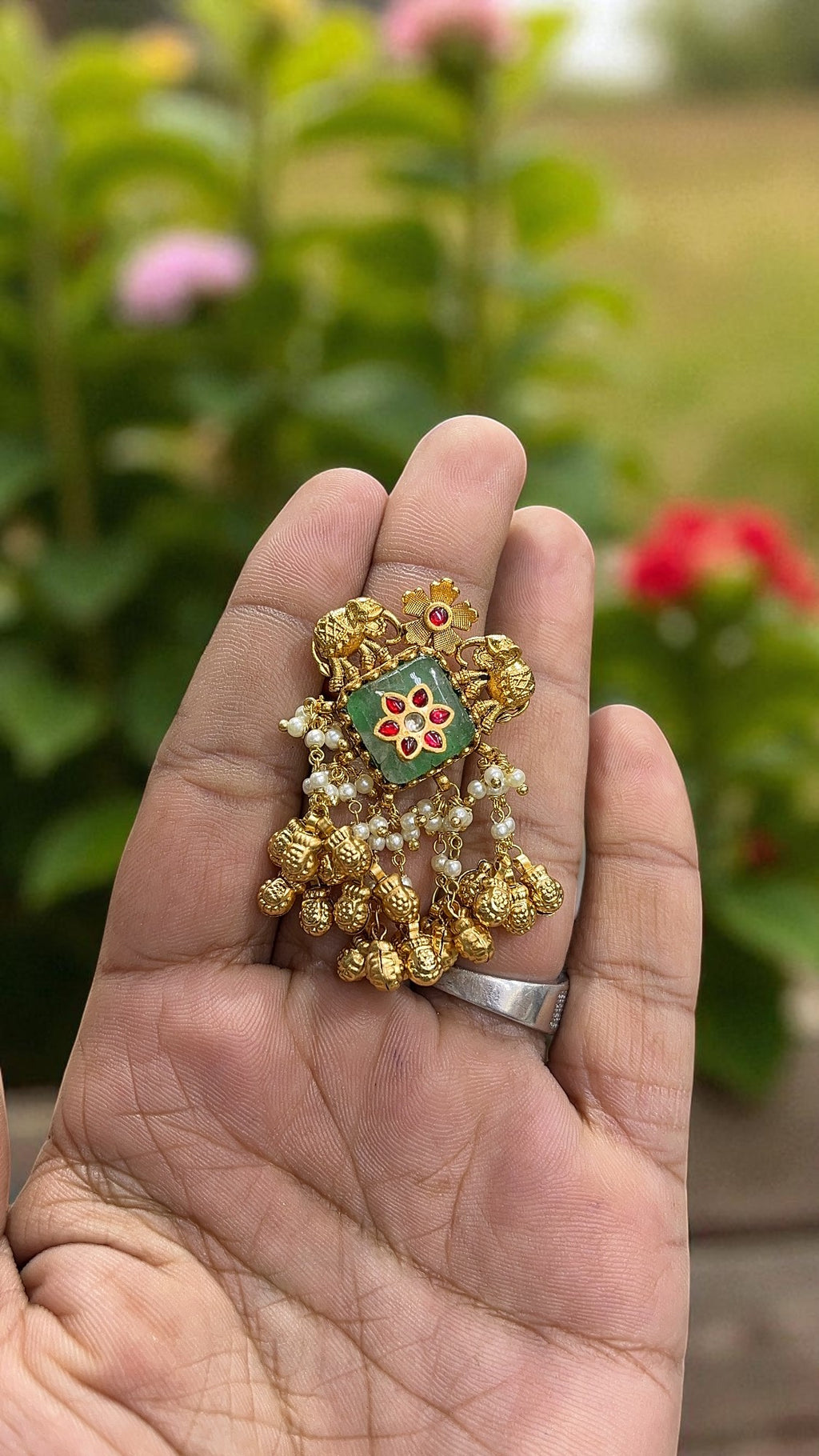 Manvi Elephant Antique Designer  Ring