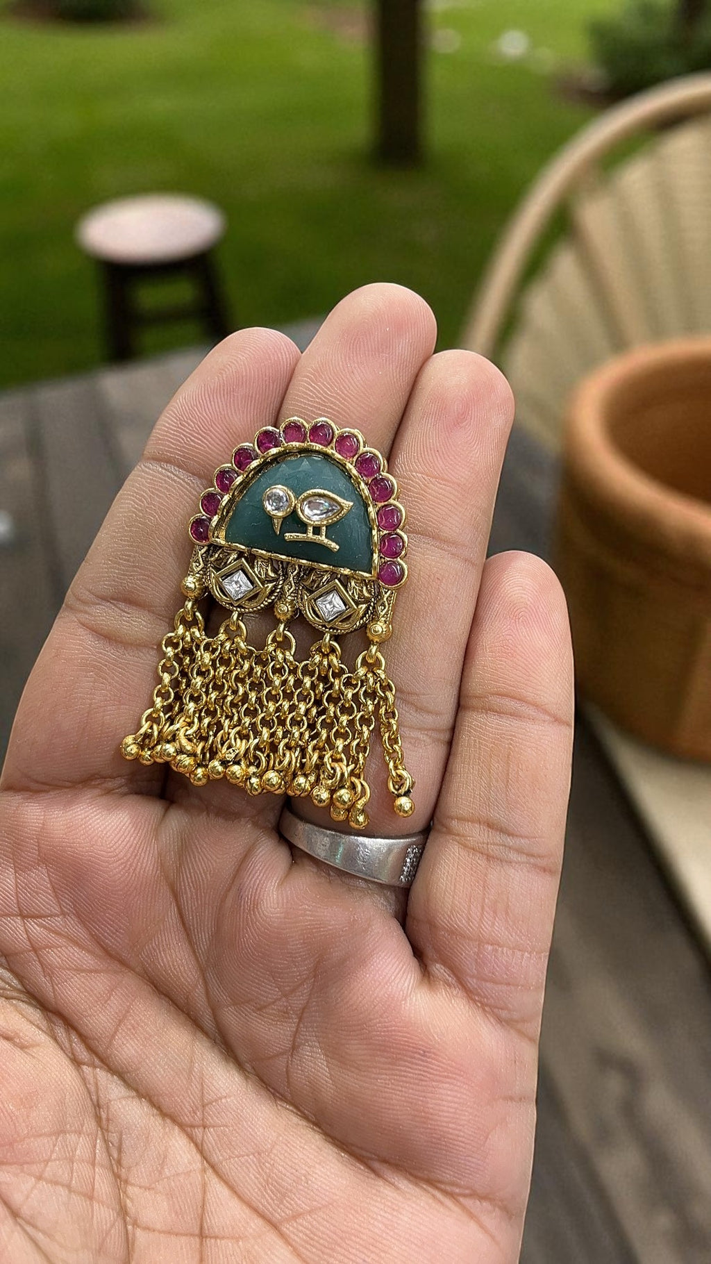 Ritvi  Antique Designer Lariat Ring