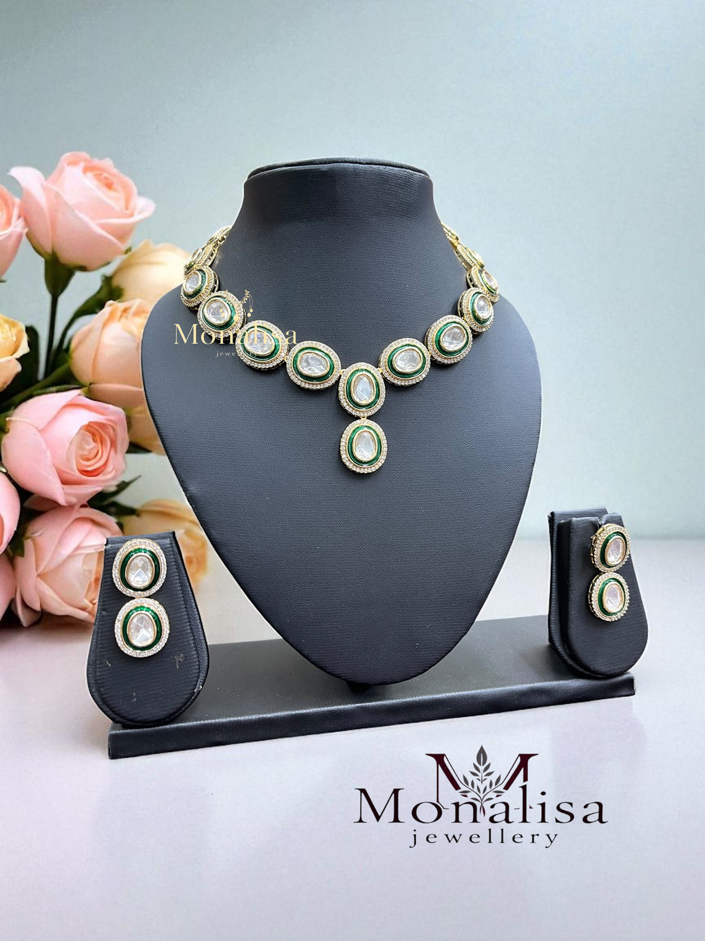 Reshmi Polki Designer Necklace Set