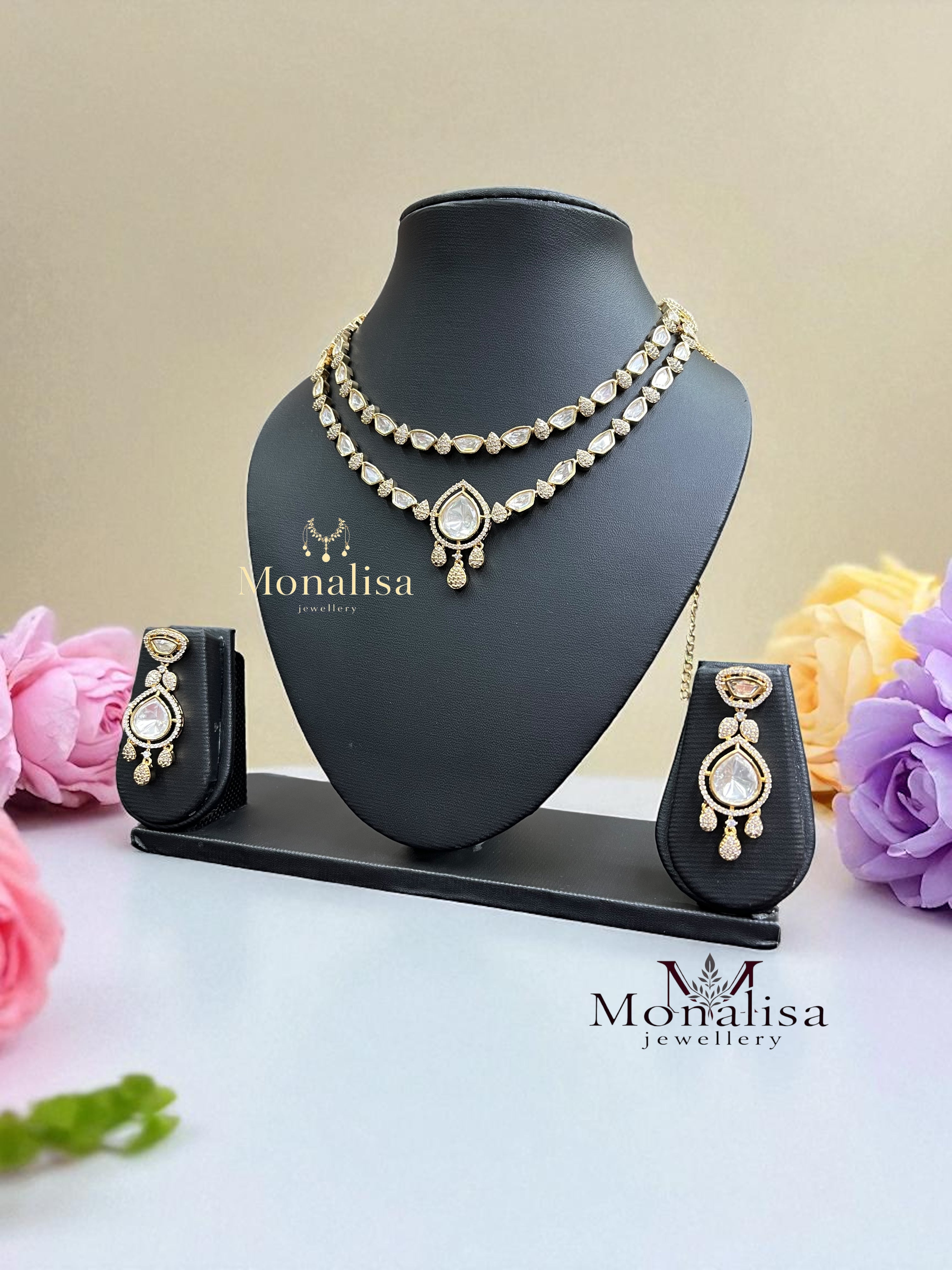 Sanvika Polki Designer Necklace Set