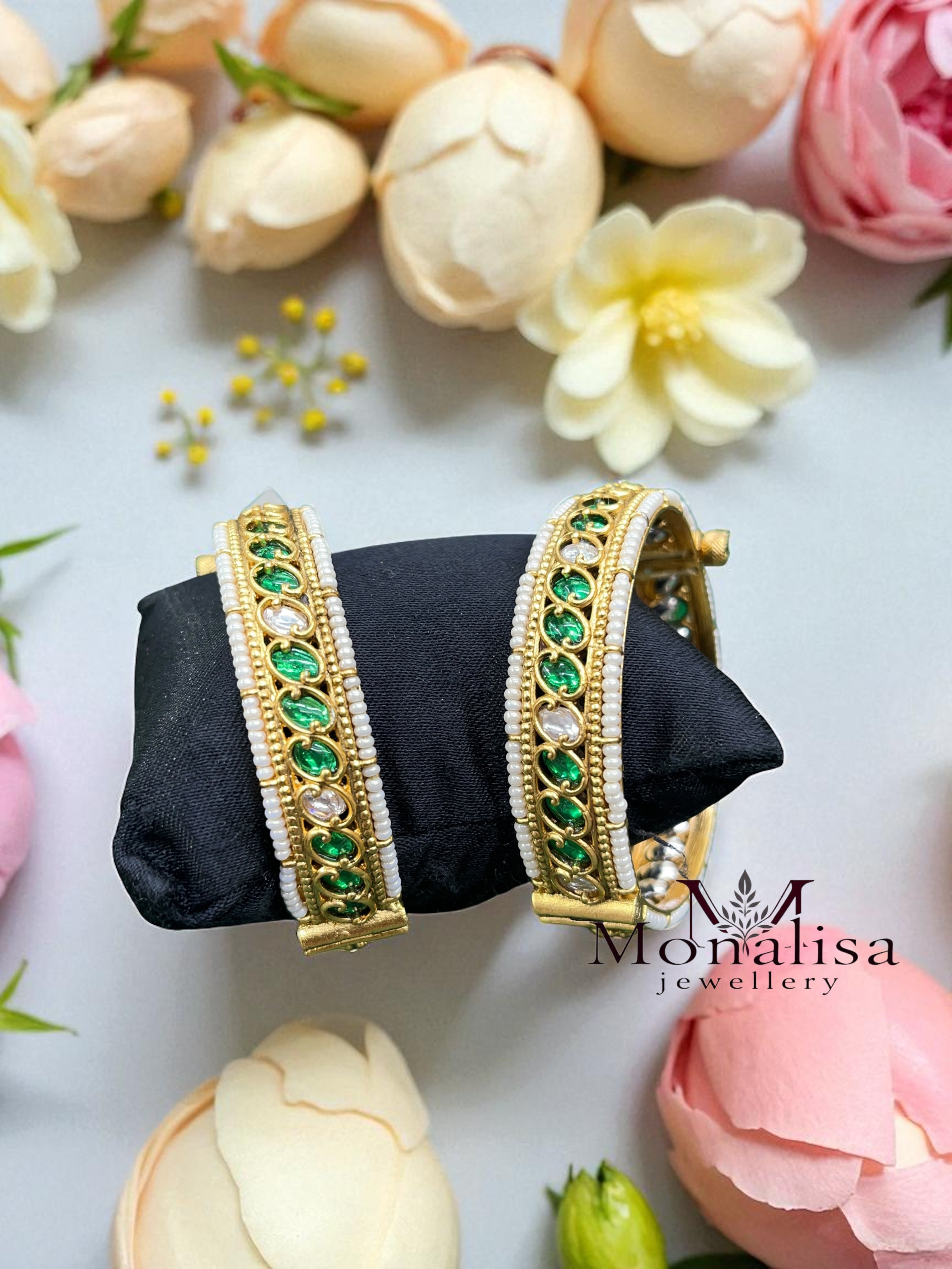 Ritu Green Polki Designer Bangles
