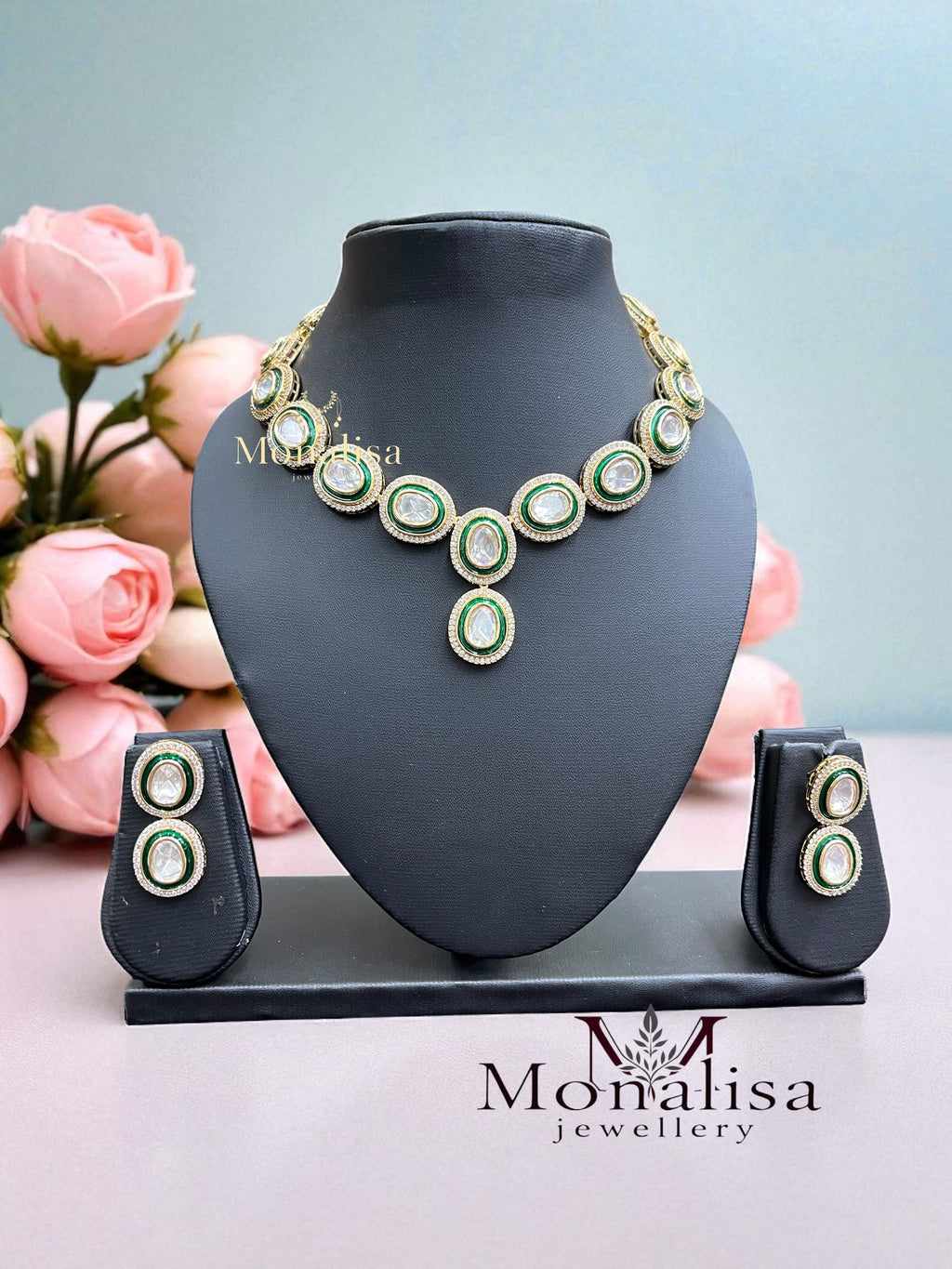 Reshmi Polki Designer Necklace Set