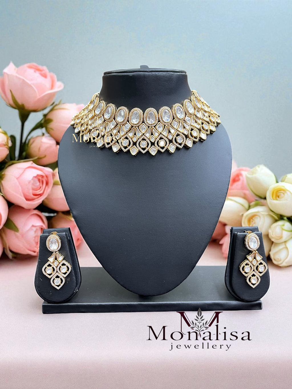 Sathya Polki Designer Necklace Set