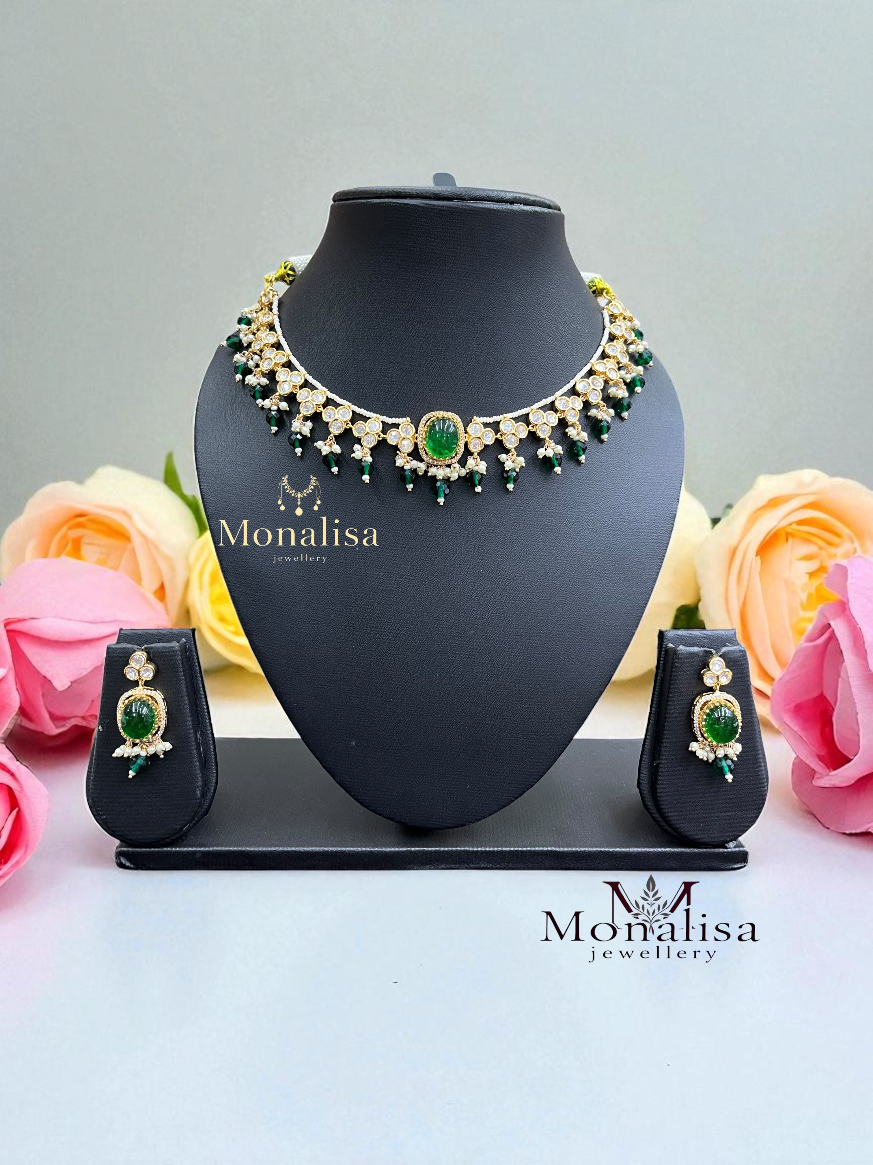 Mehlaka Polki Designer Necklace Set