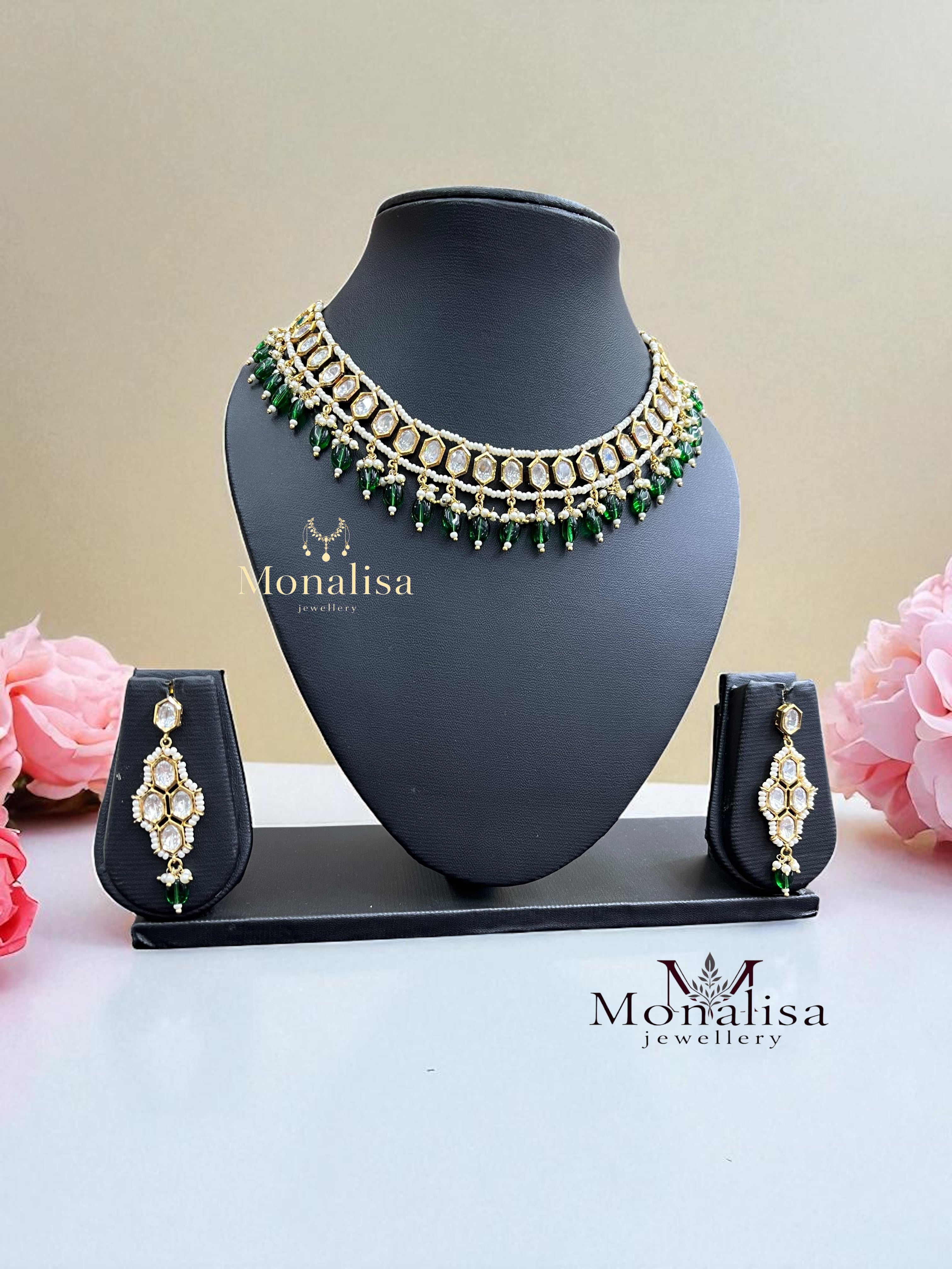 Sahana Polki Designer Necklace Set