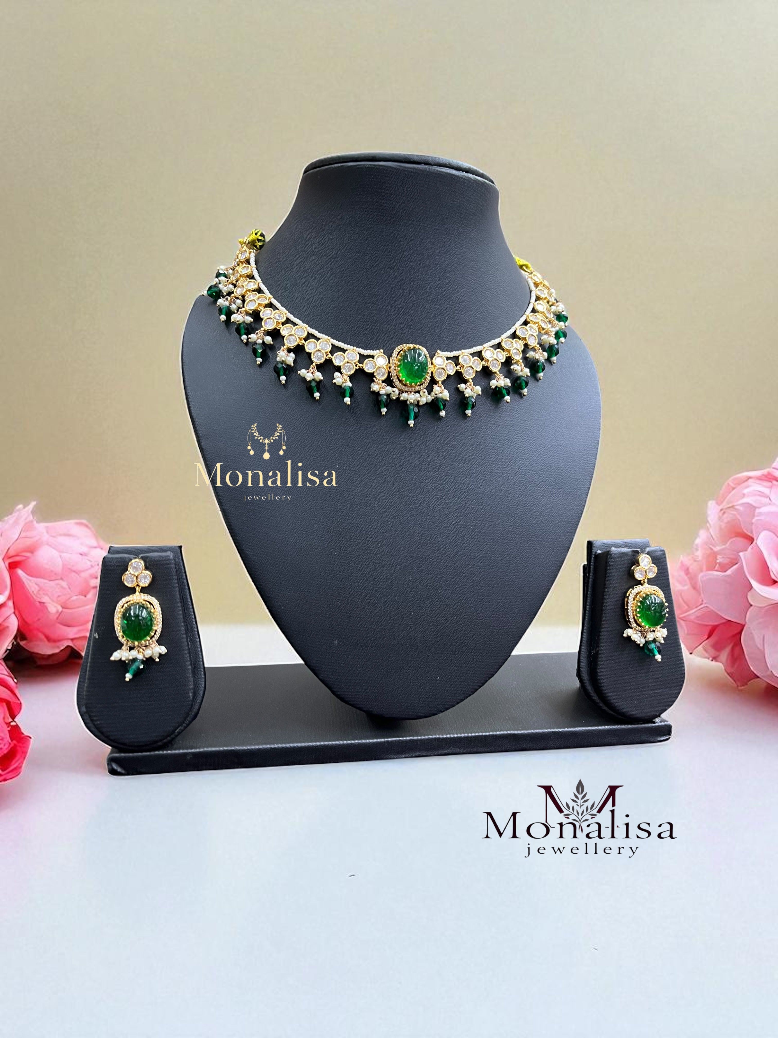Mehlaka Polki Designer Necklace Set