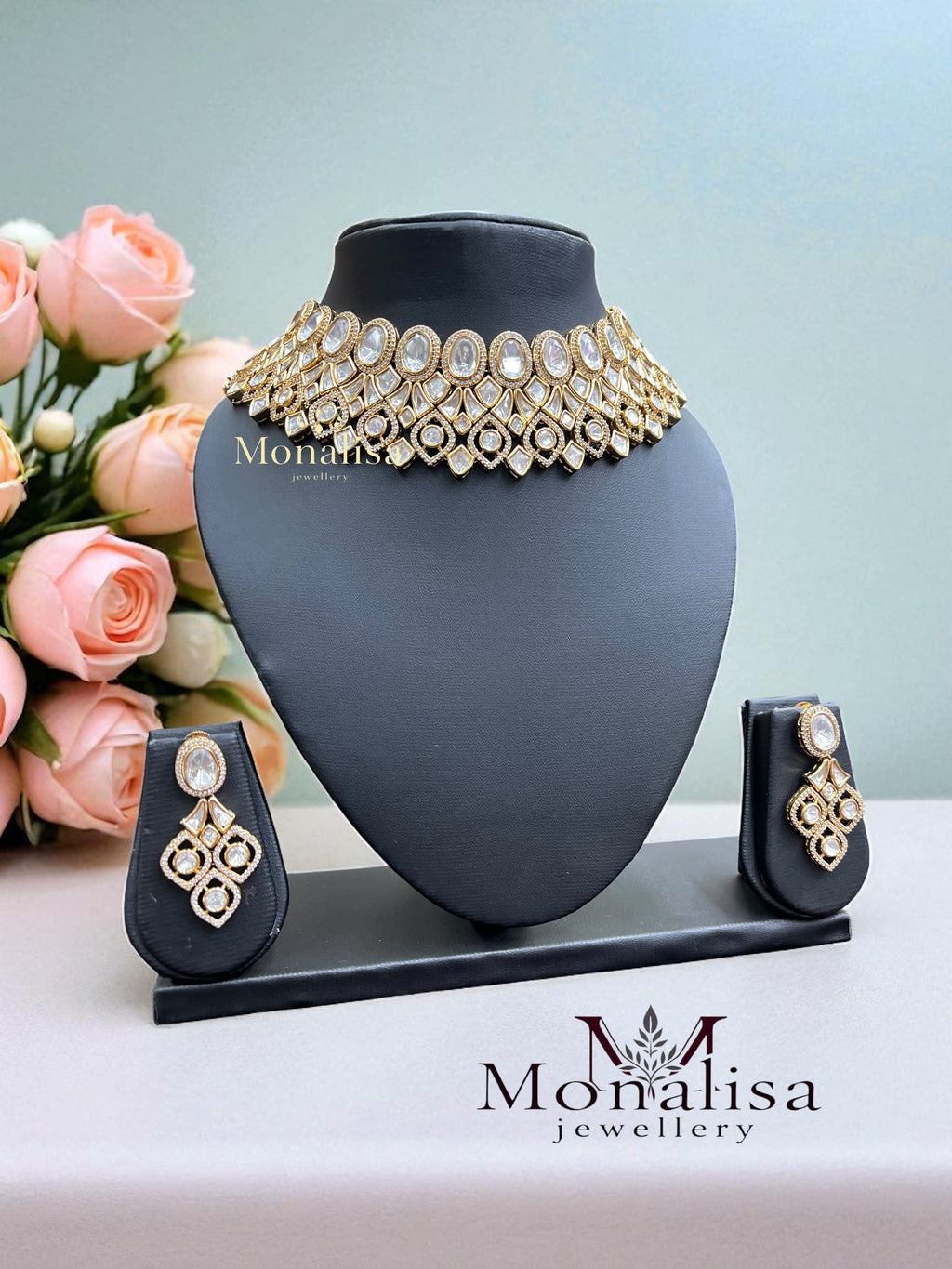 Sathya Polki Designer Necklace Set