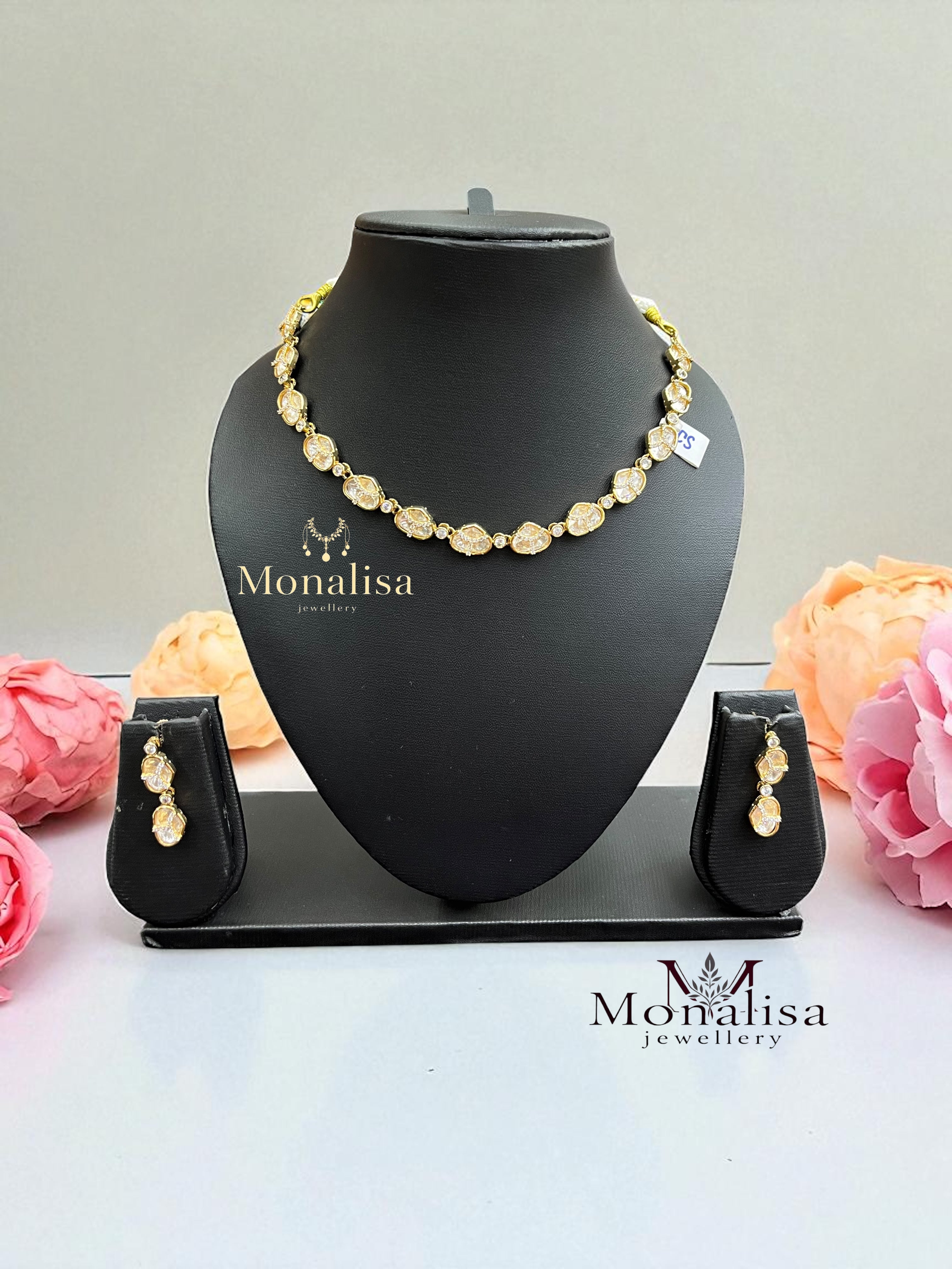Mouna Polki Designer Necklace Set