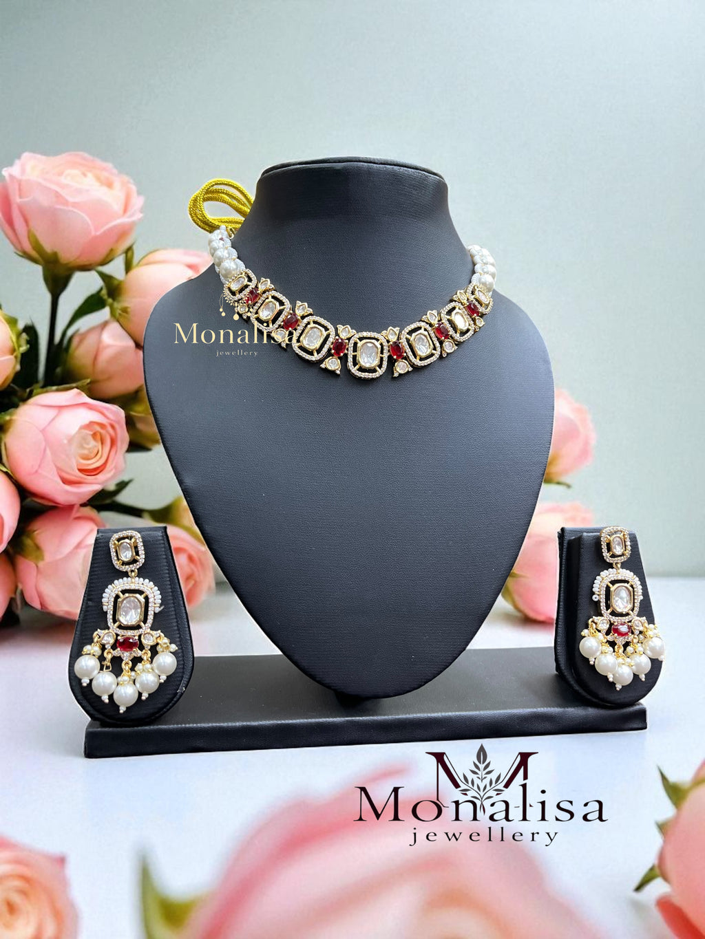 Dhruva Polki Designer Necklace Set