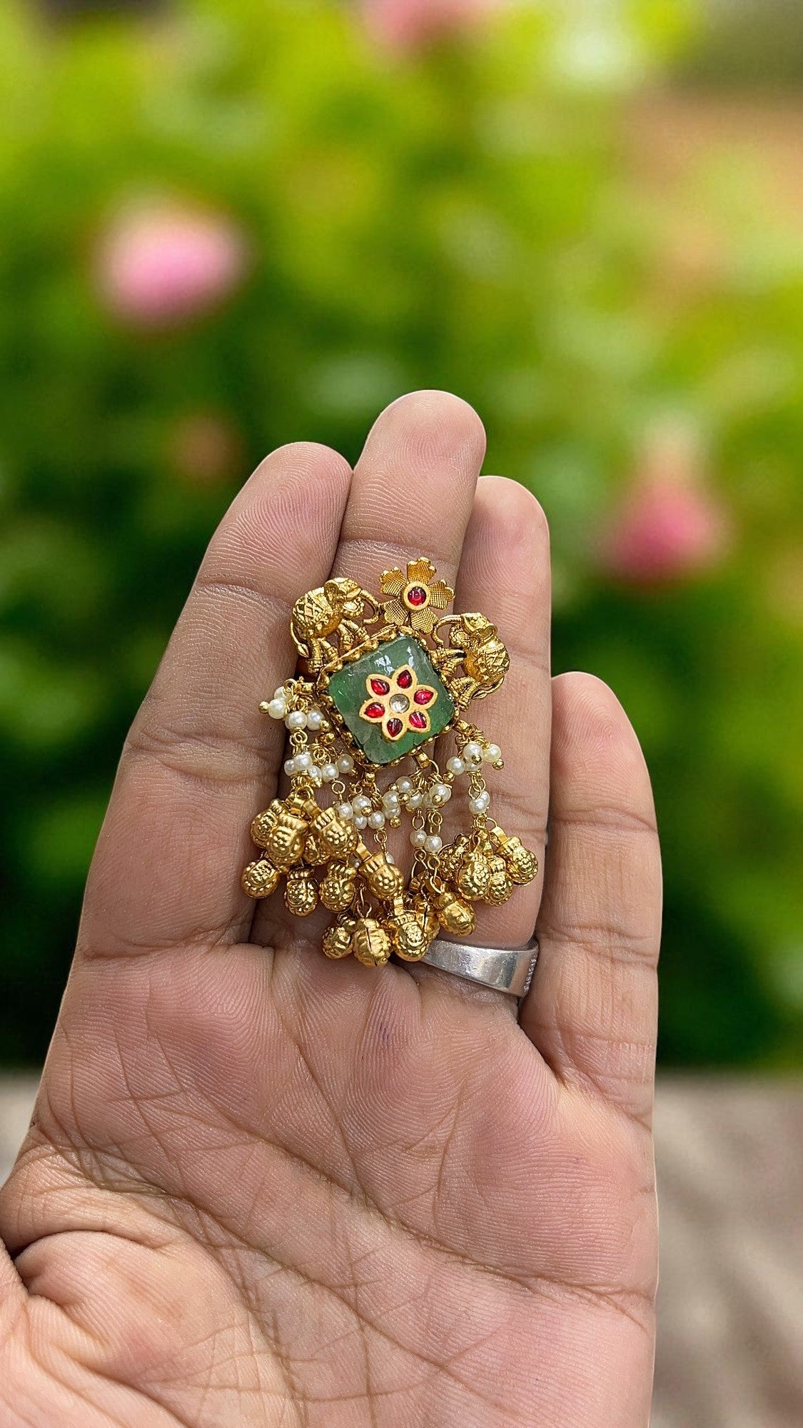 Manvi Elephant Antique Designer  Ring