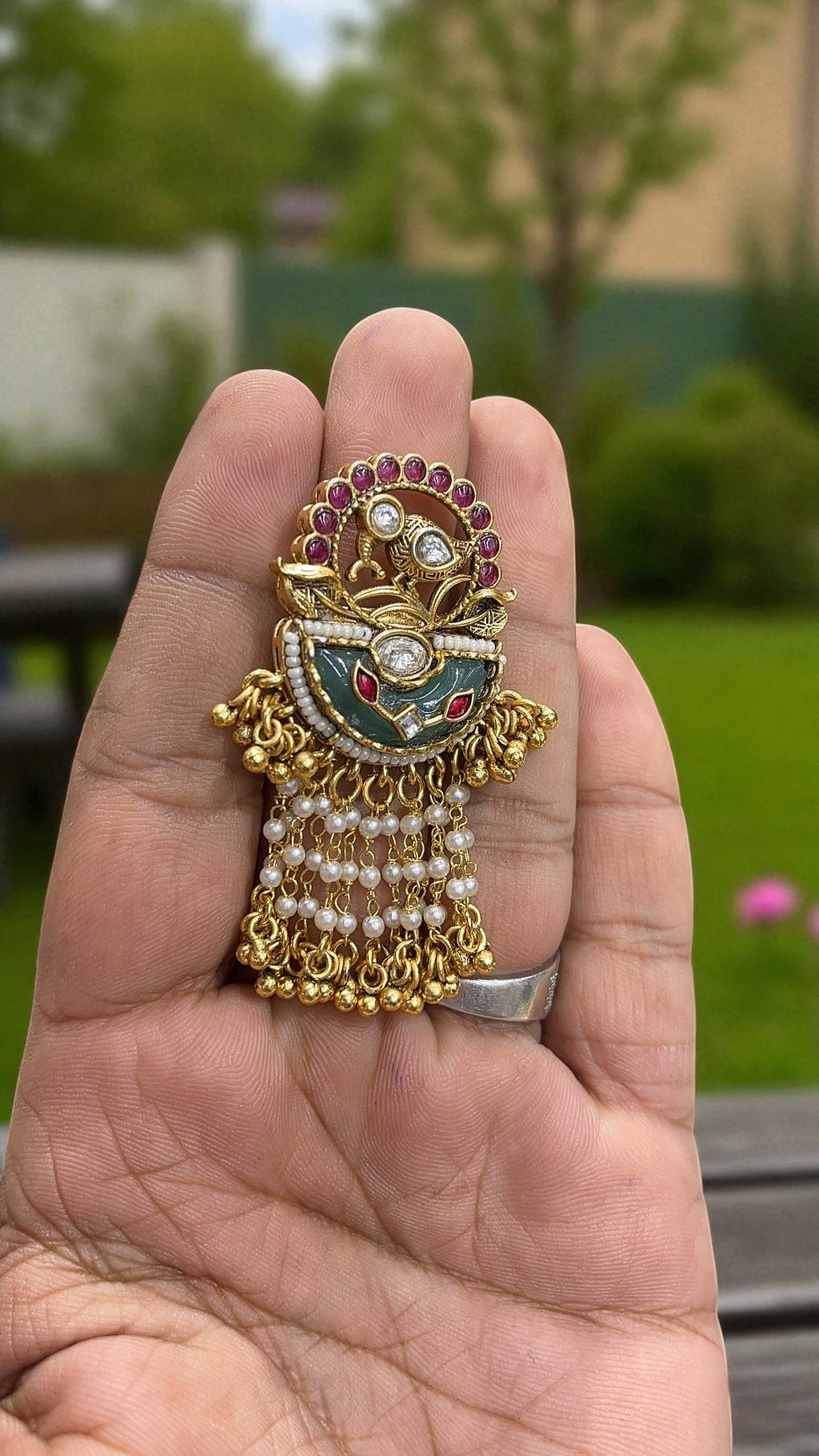 Tejaswini Antique Designer Lariat Ring