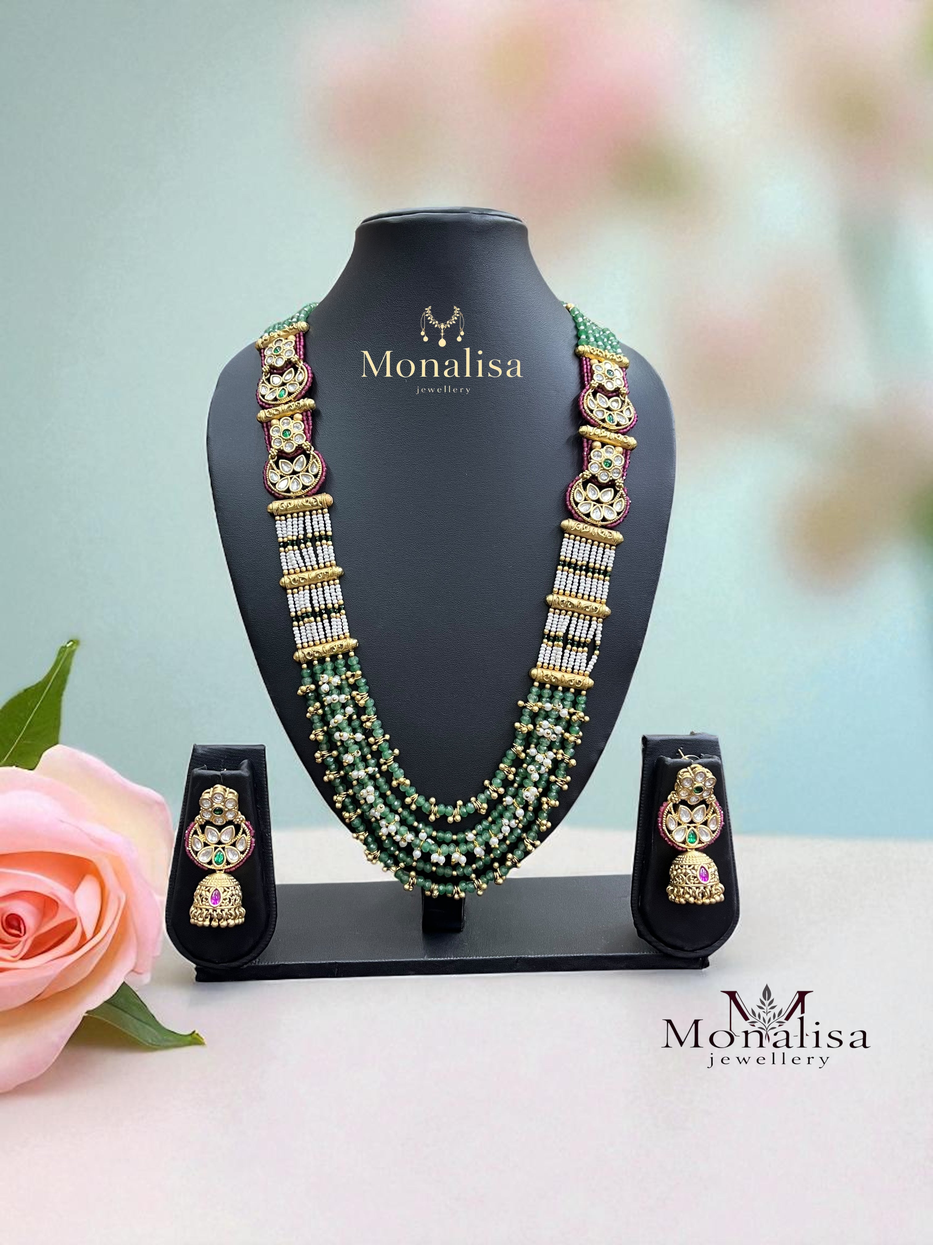 Madhubala Antique Designer Long Mala Necklace
