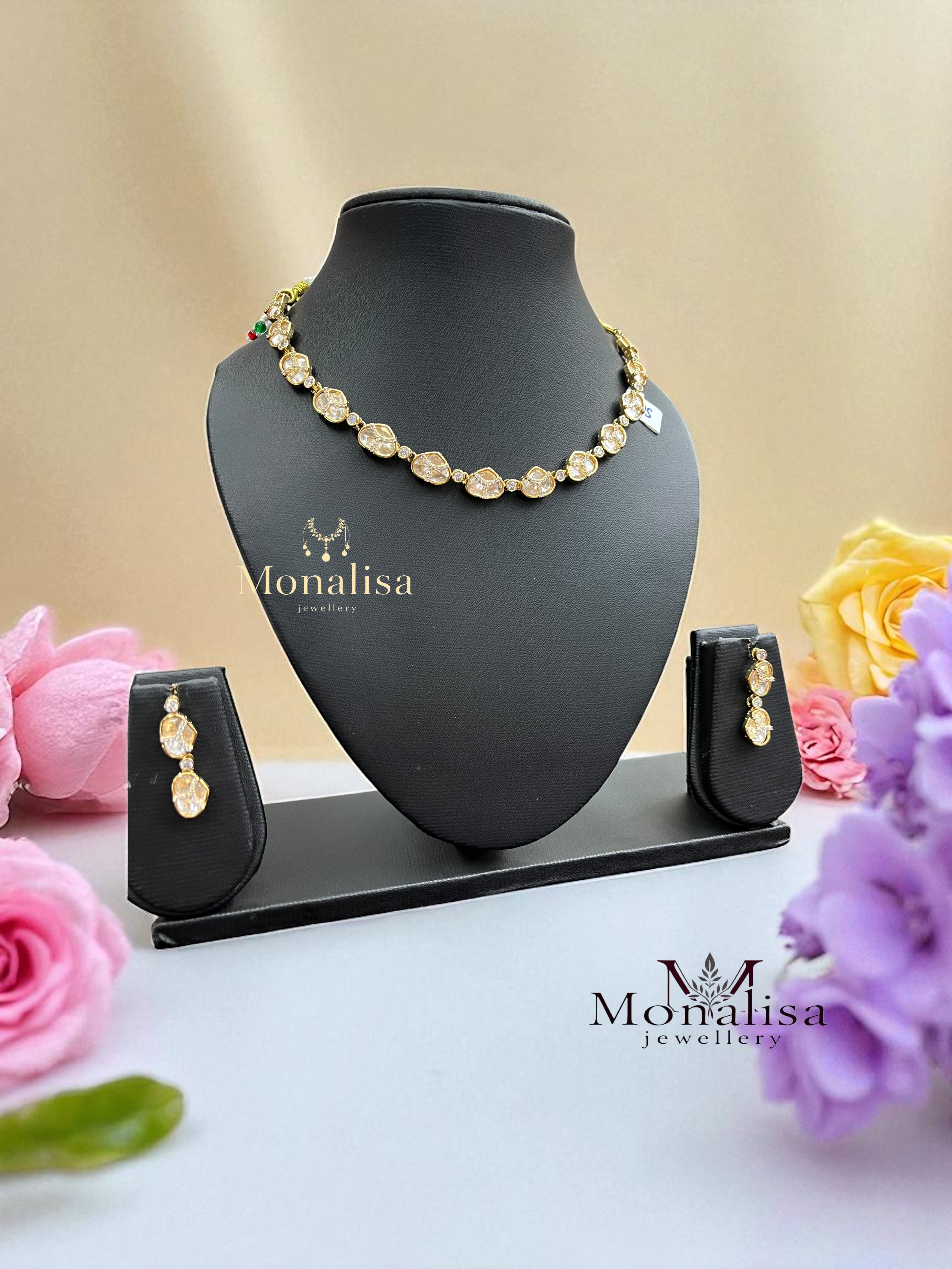 Mouna Polki Designer Necklace Set