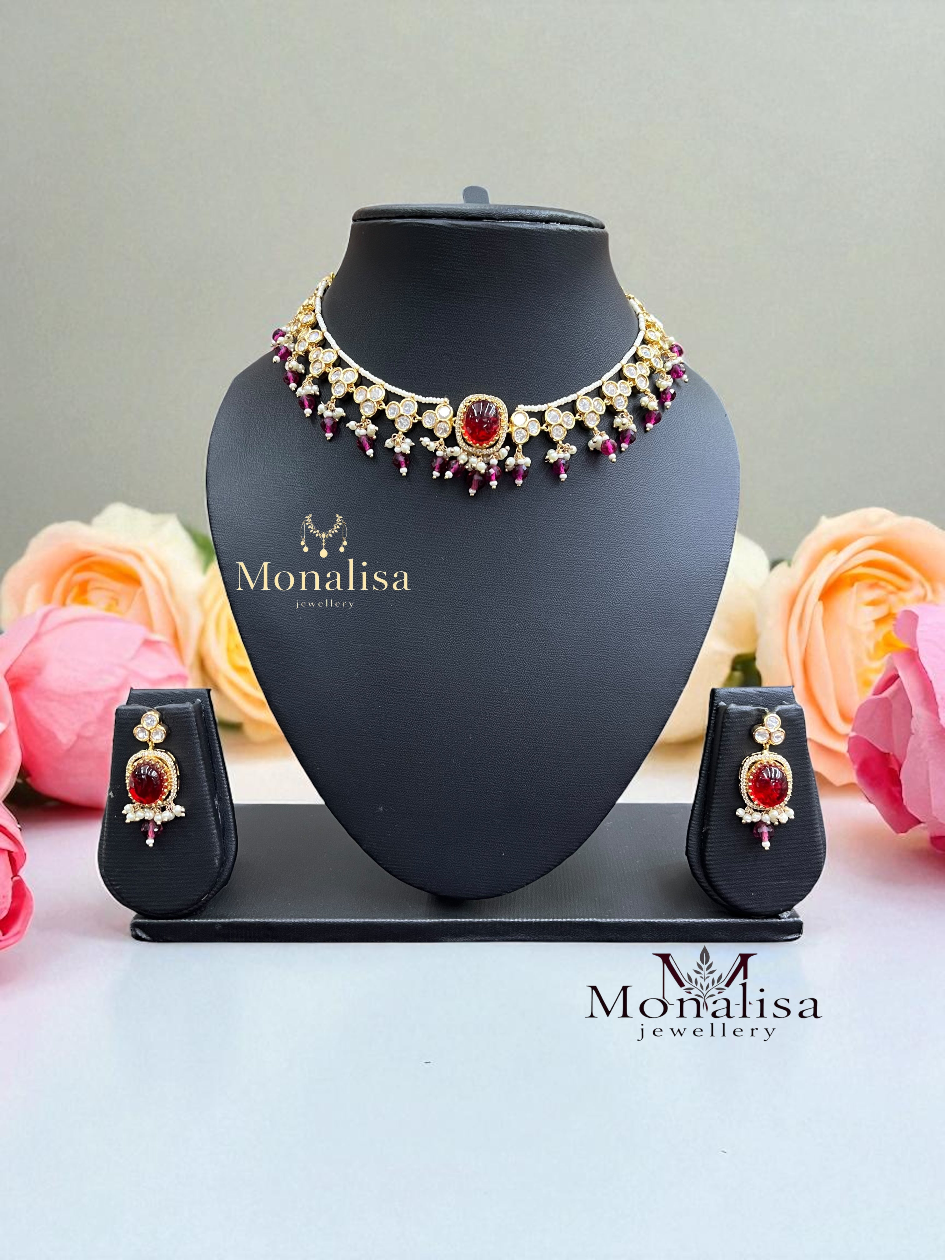Mehlaka Polki Designer Necklace Set