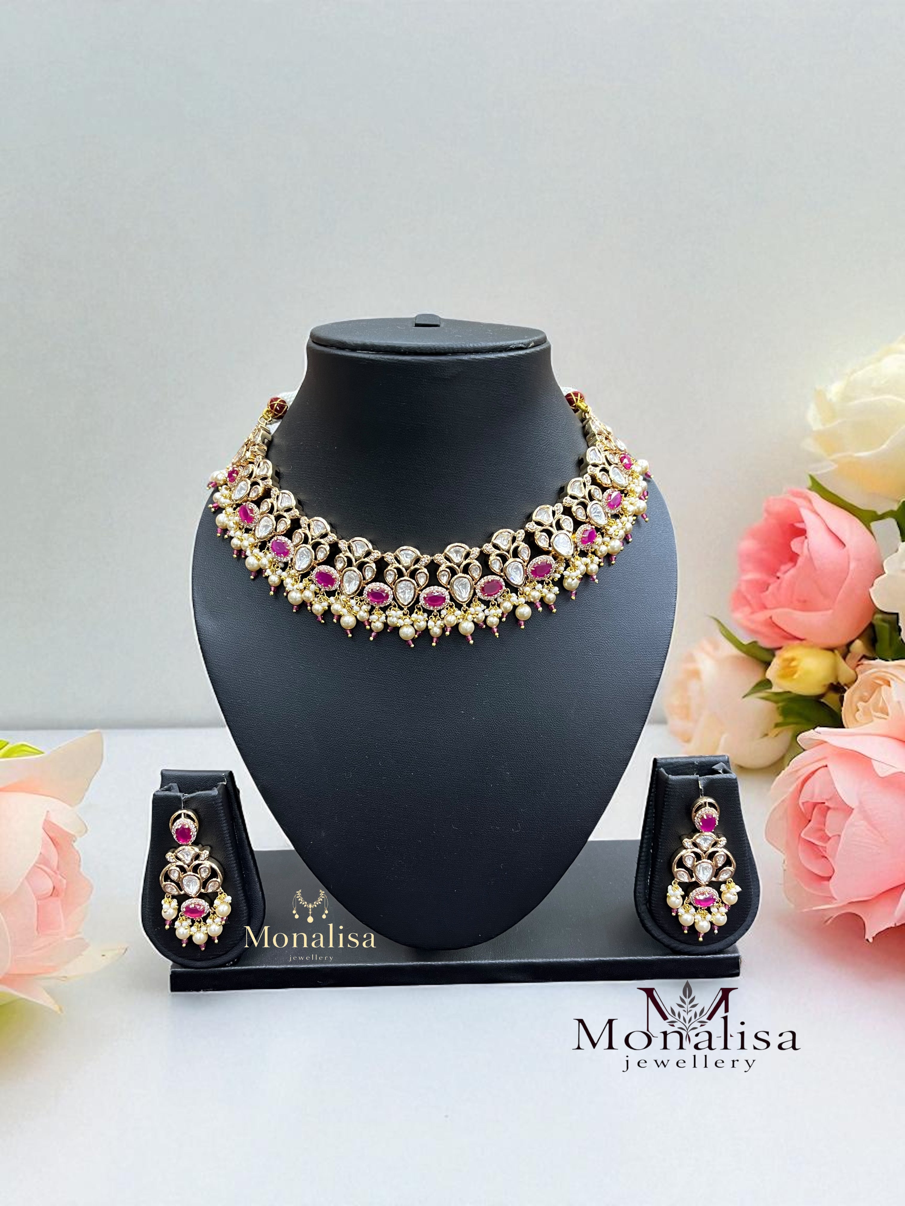 Clamy Polki Designer Necklace Set