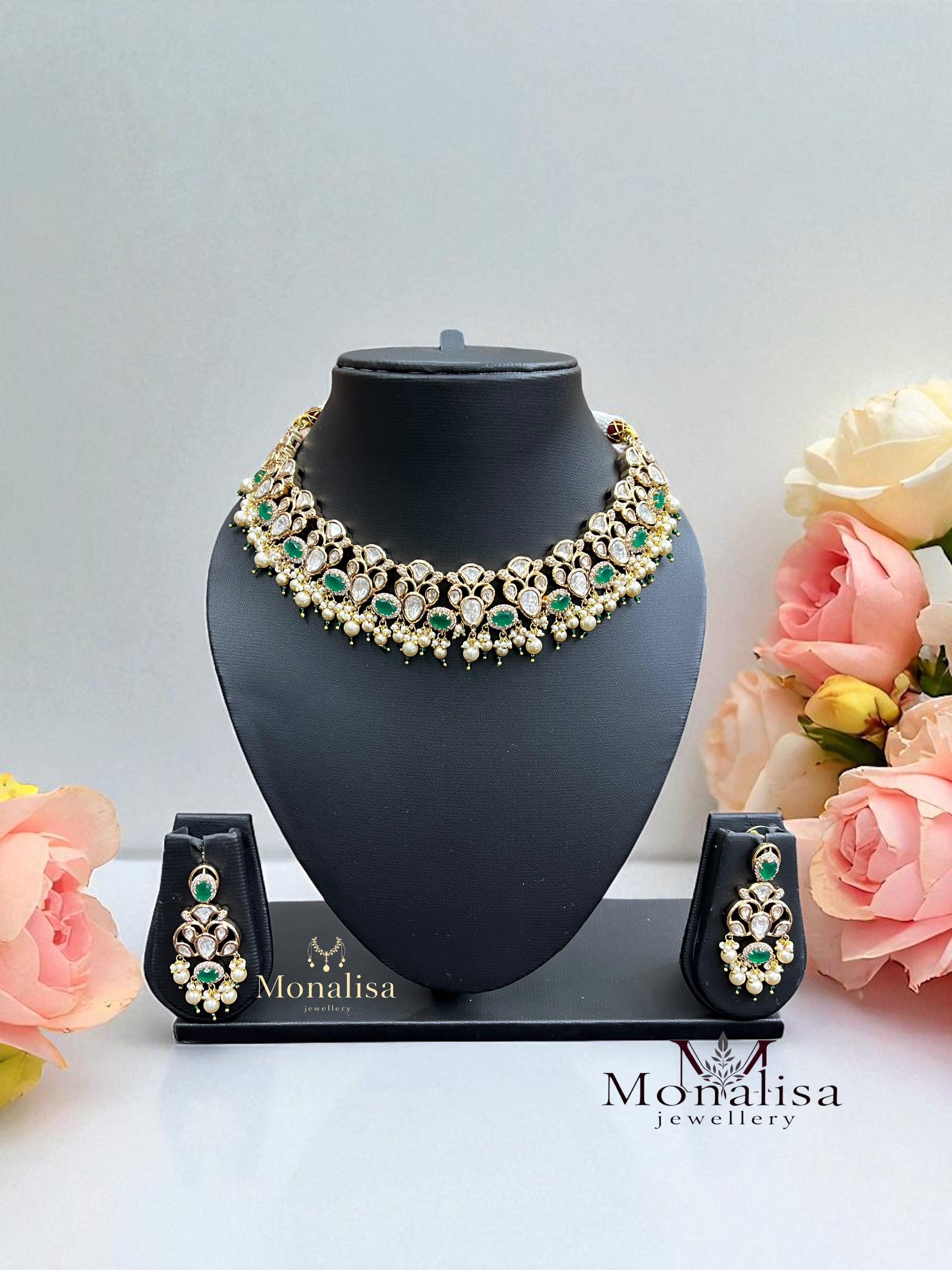 Clamy Polki Designer Necklace Set