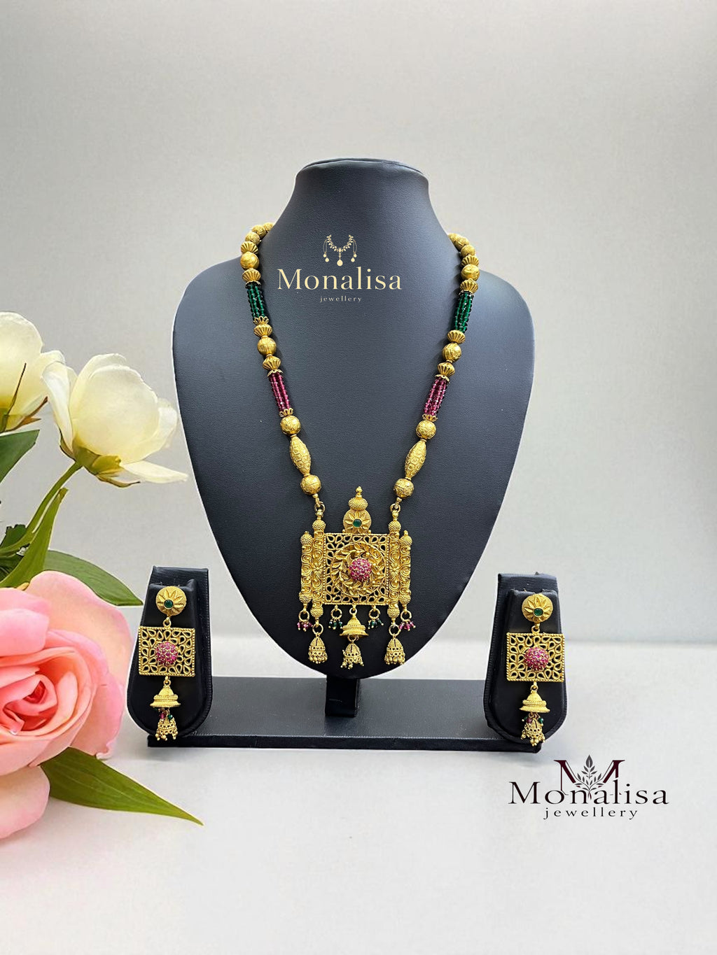 Hamsini Antique Designer Long Necklace