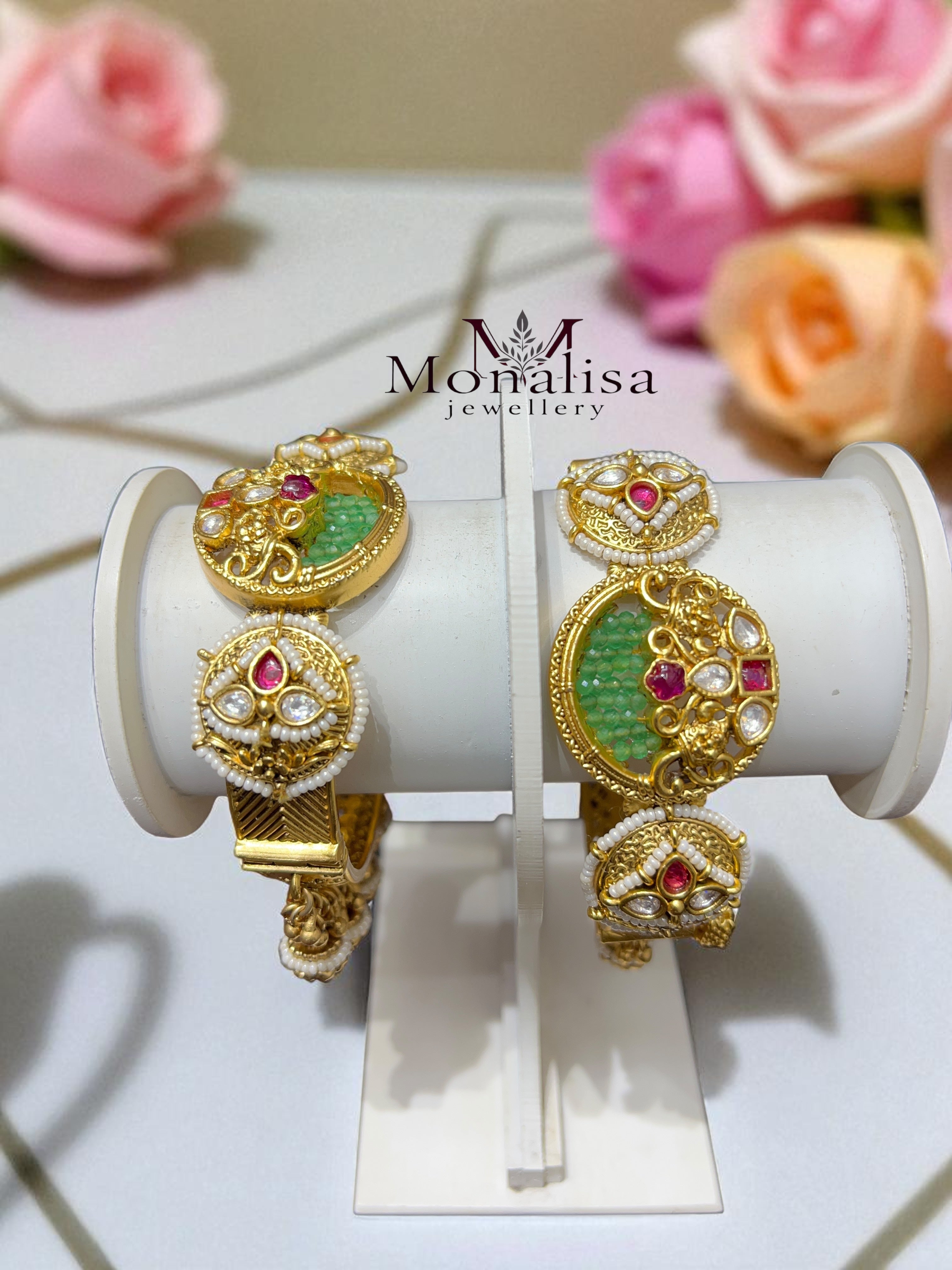 Tulsi Jhumka Antique Designer Bangles