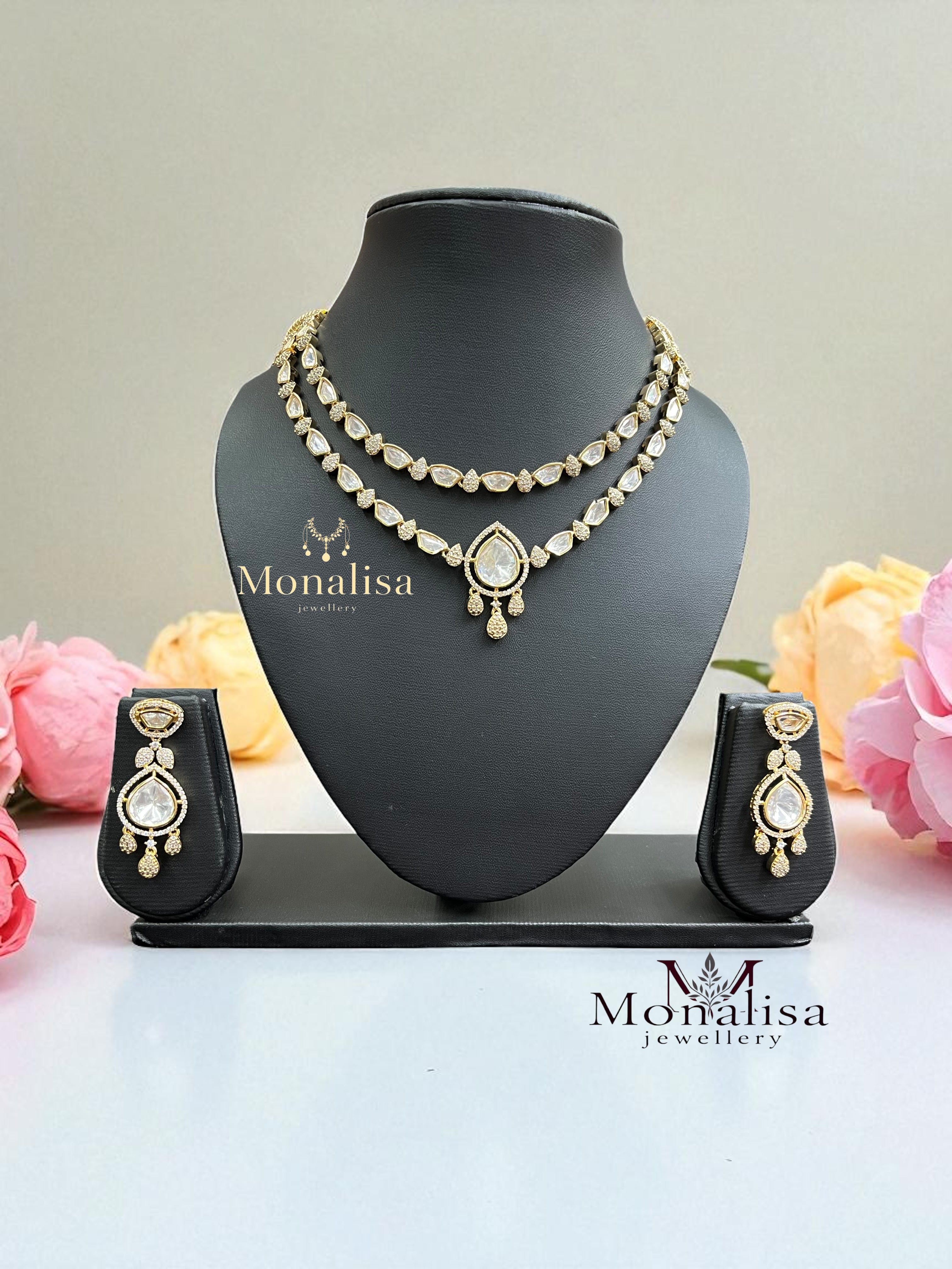 Sanvika Polki Designer Necklace Set